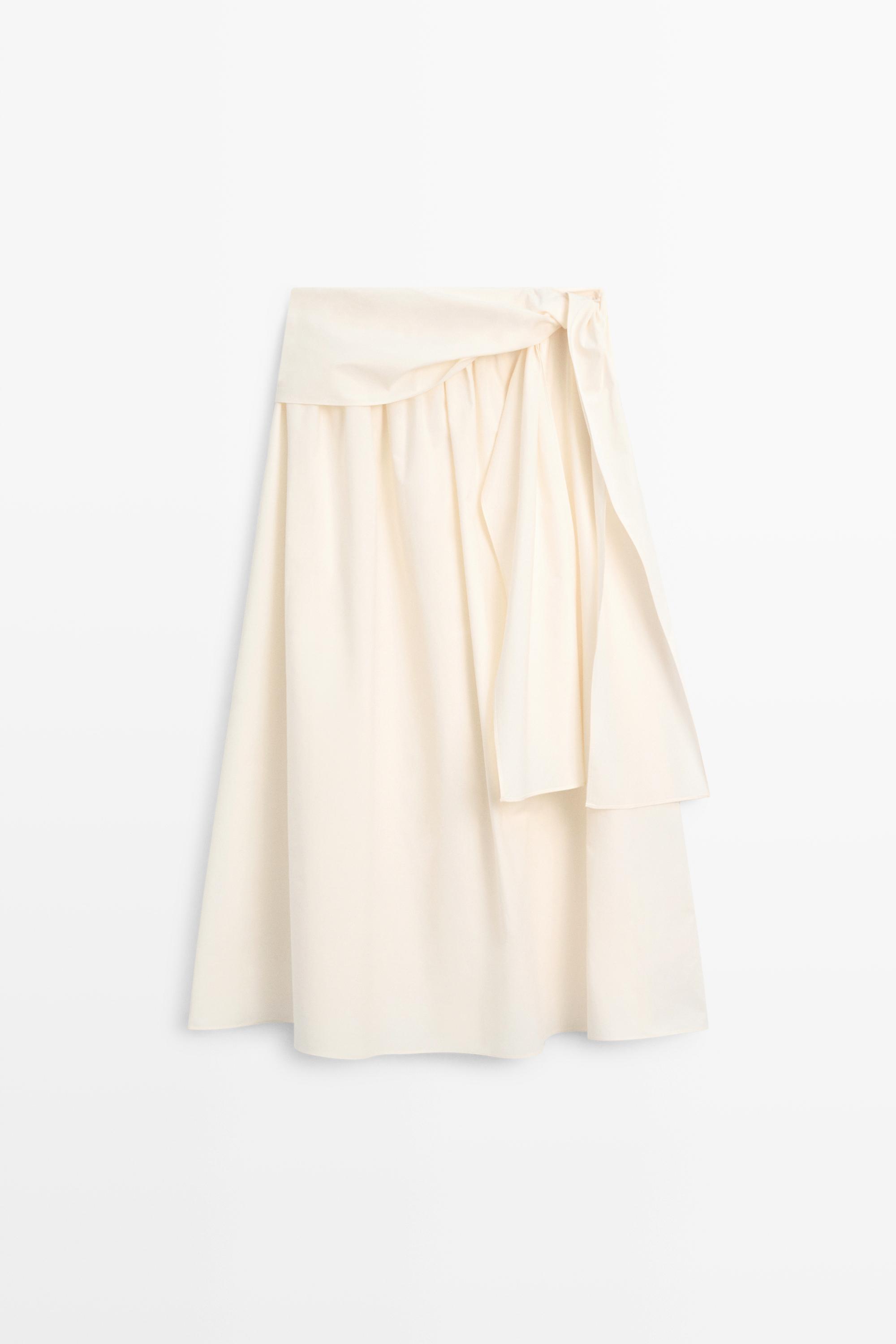Flowing skirt with scarf detail — CREAM