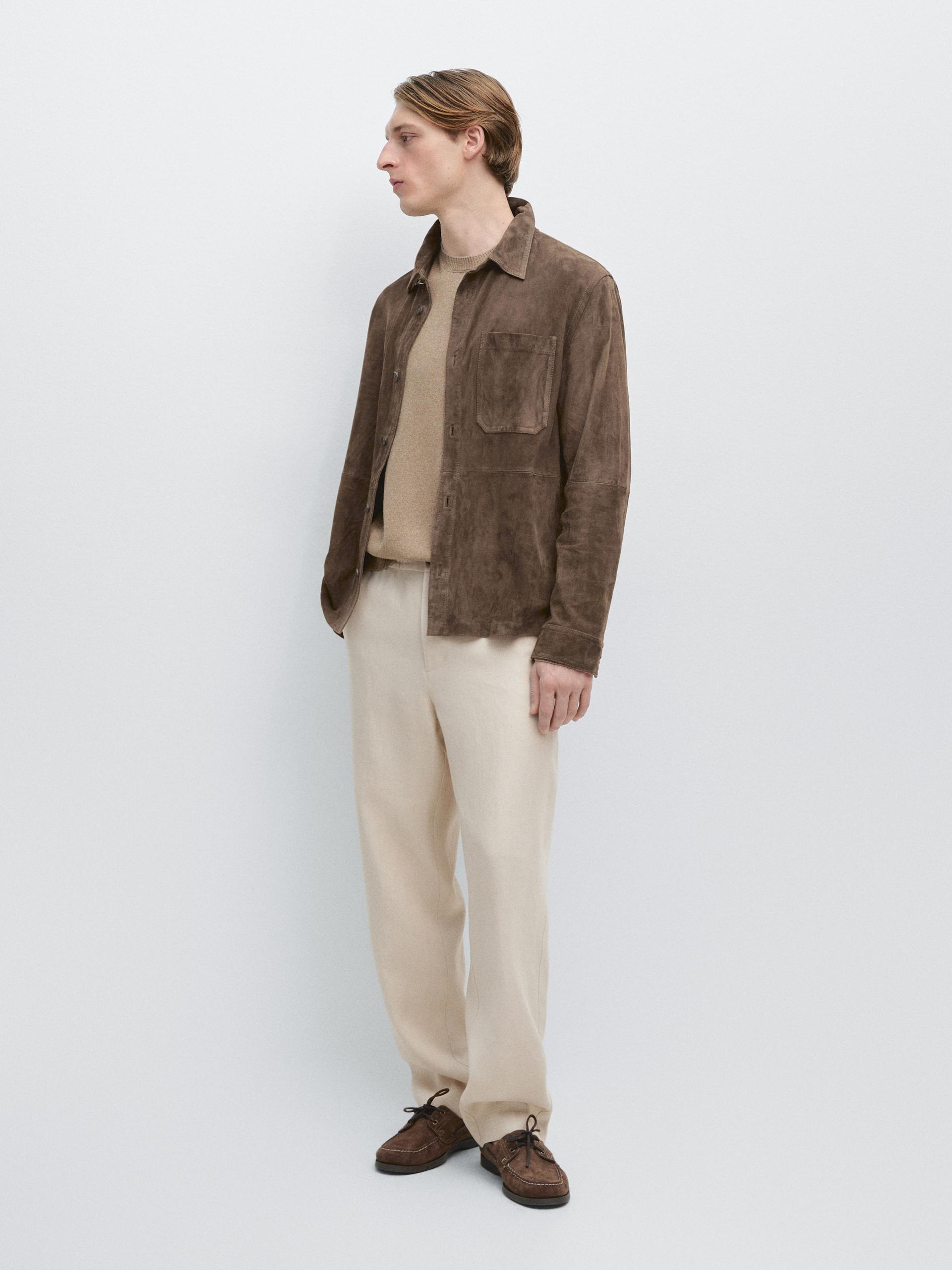 Pantalon Total Look Détail Taille Lin - Beige - Xl - Massimo Dutti - Homme
