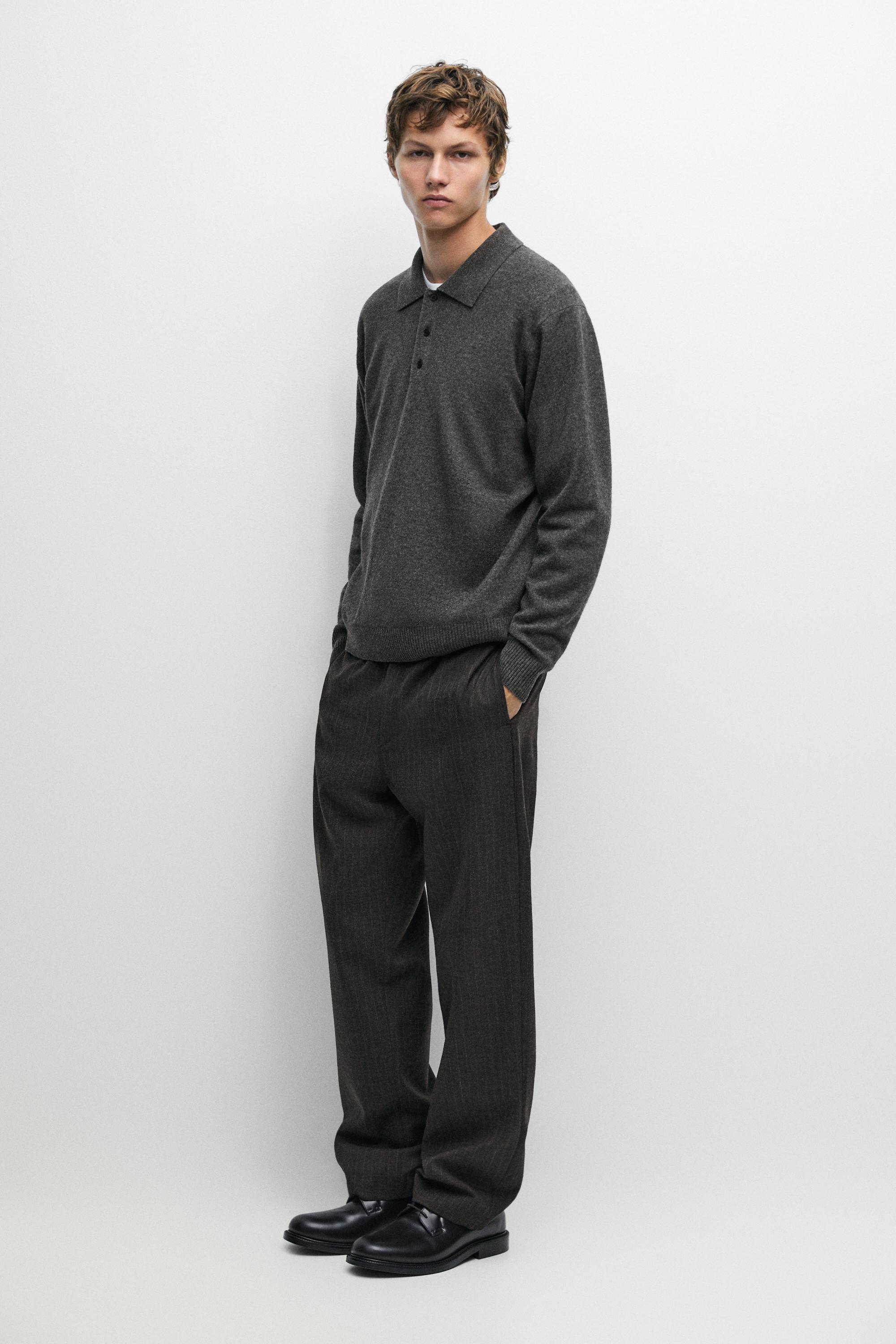 Wool cashmere blend polo sweater