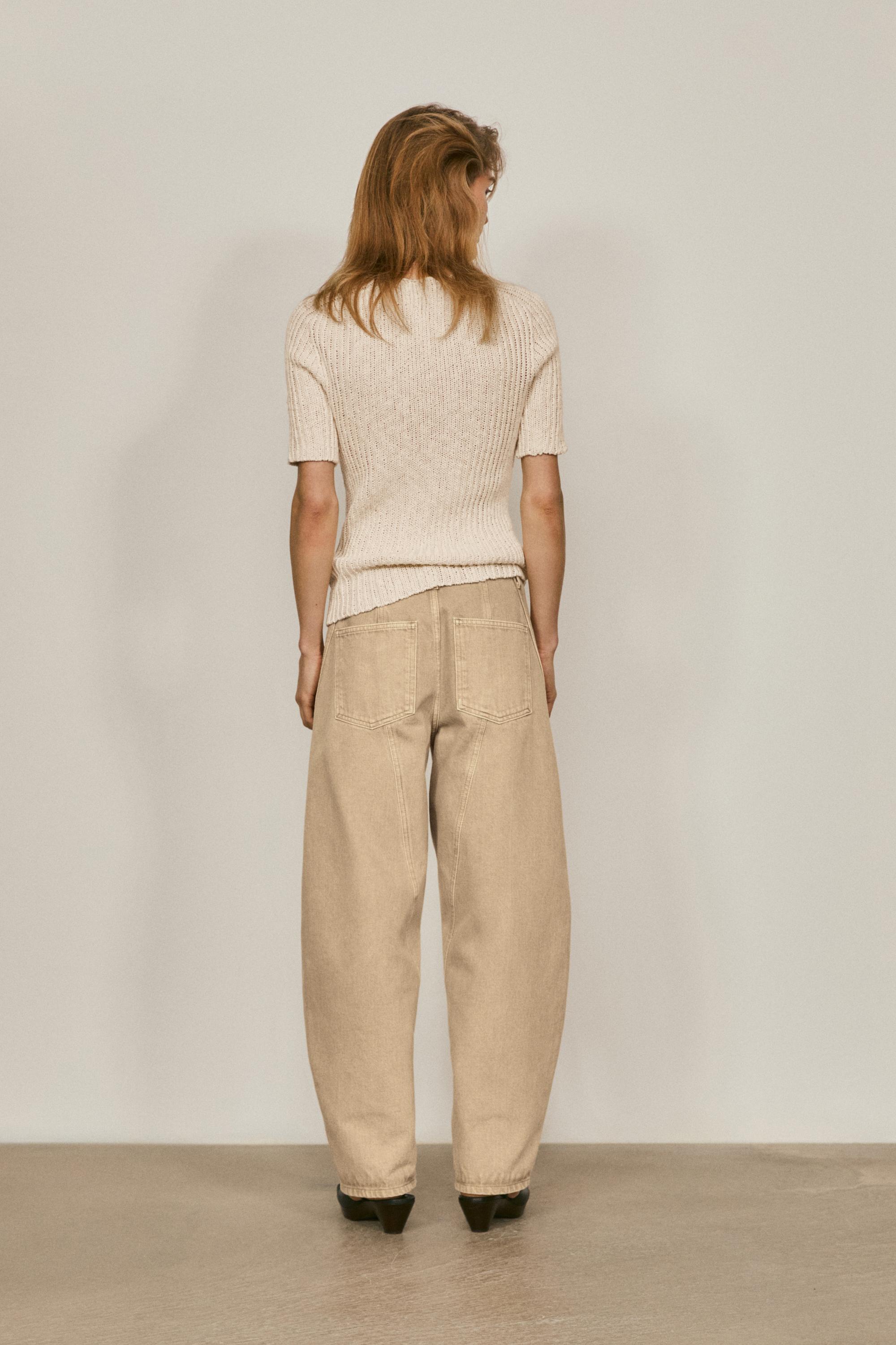 Barrel fit jeans with waist detail - LIMITED EDITION — STONE
