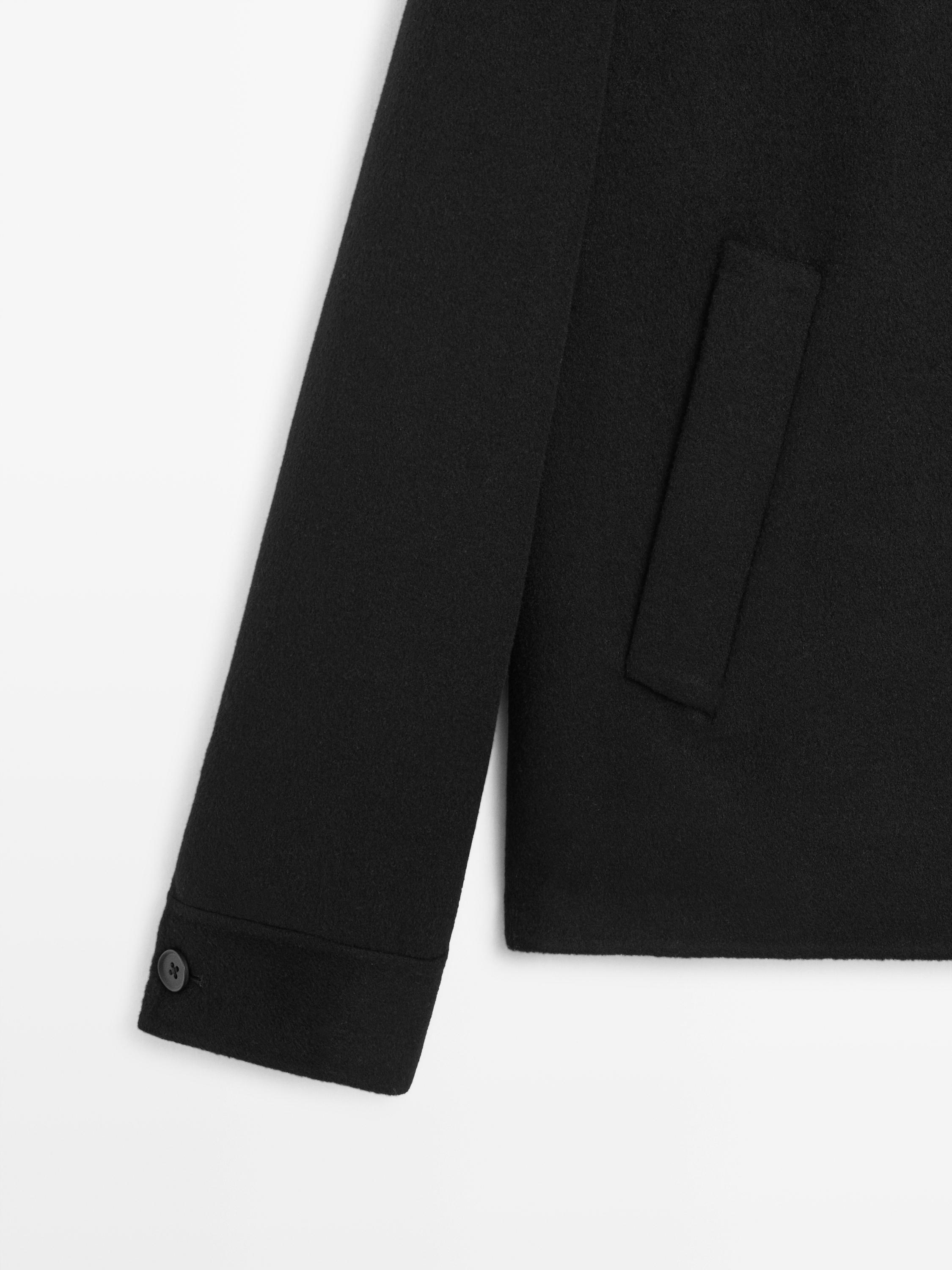 Short wool blend overshirt — BLACK