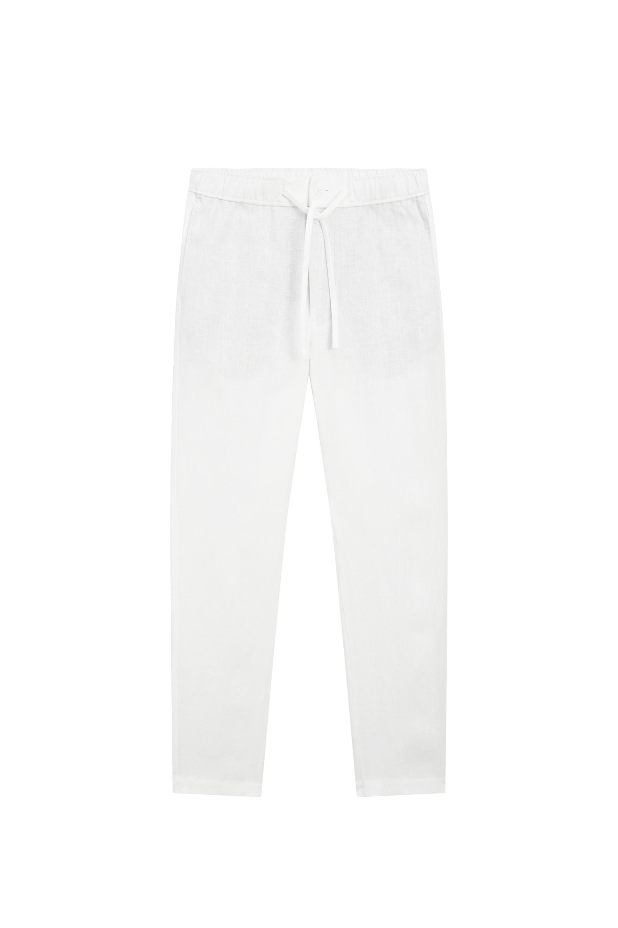 Linen jogger fit pants — WHITE