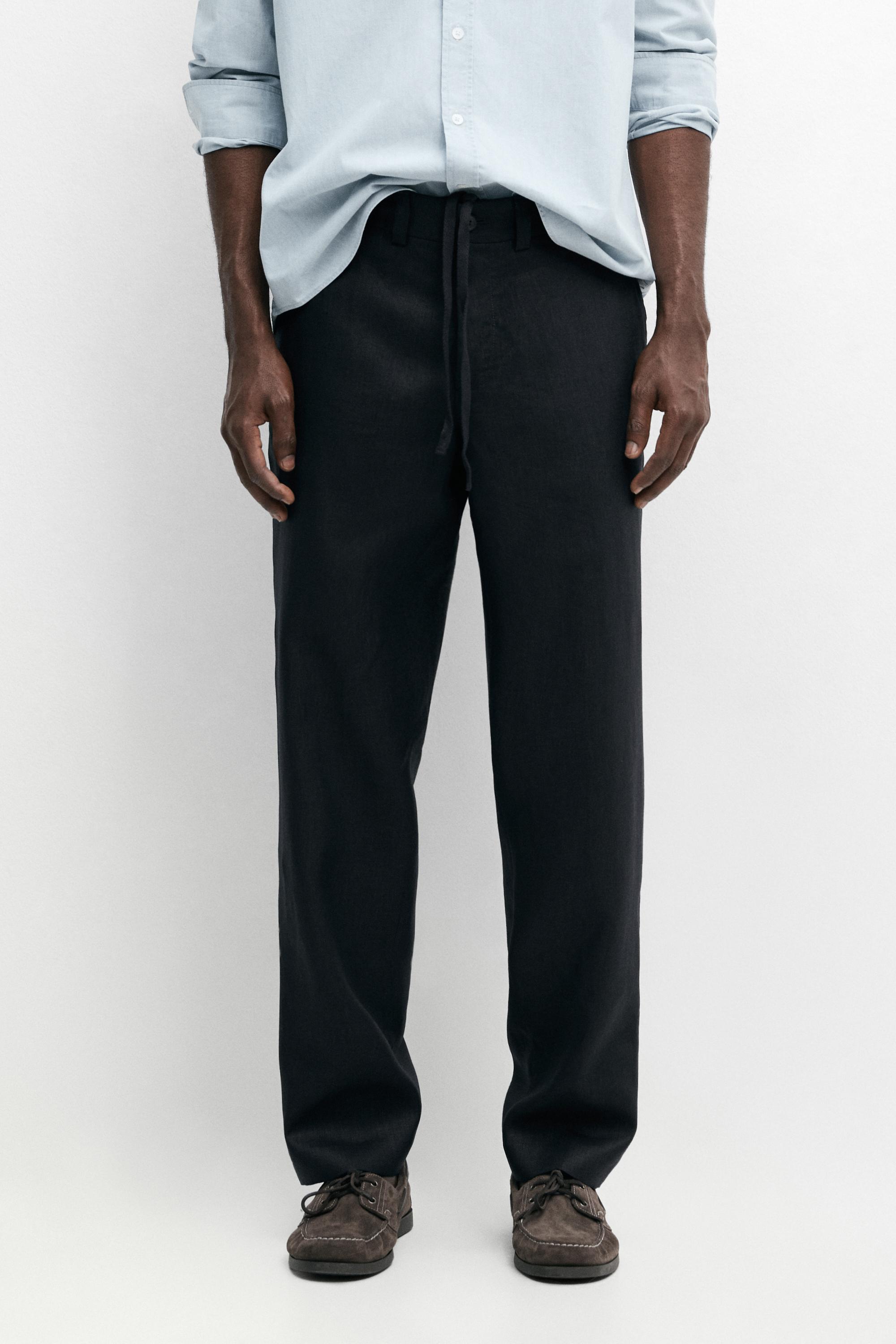 100% linen trousers with elasticated waist