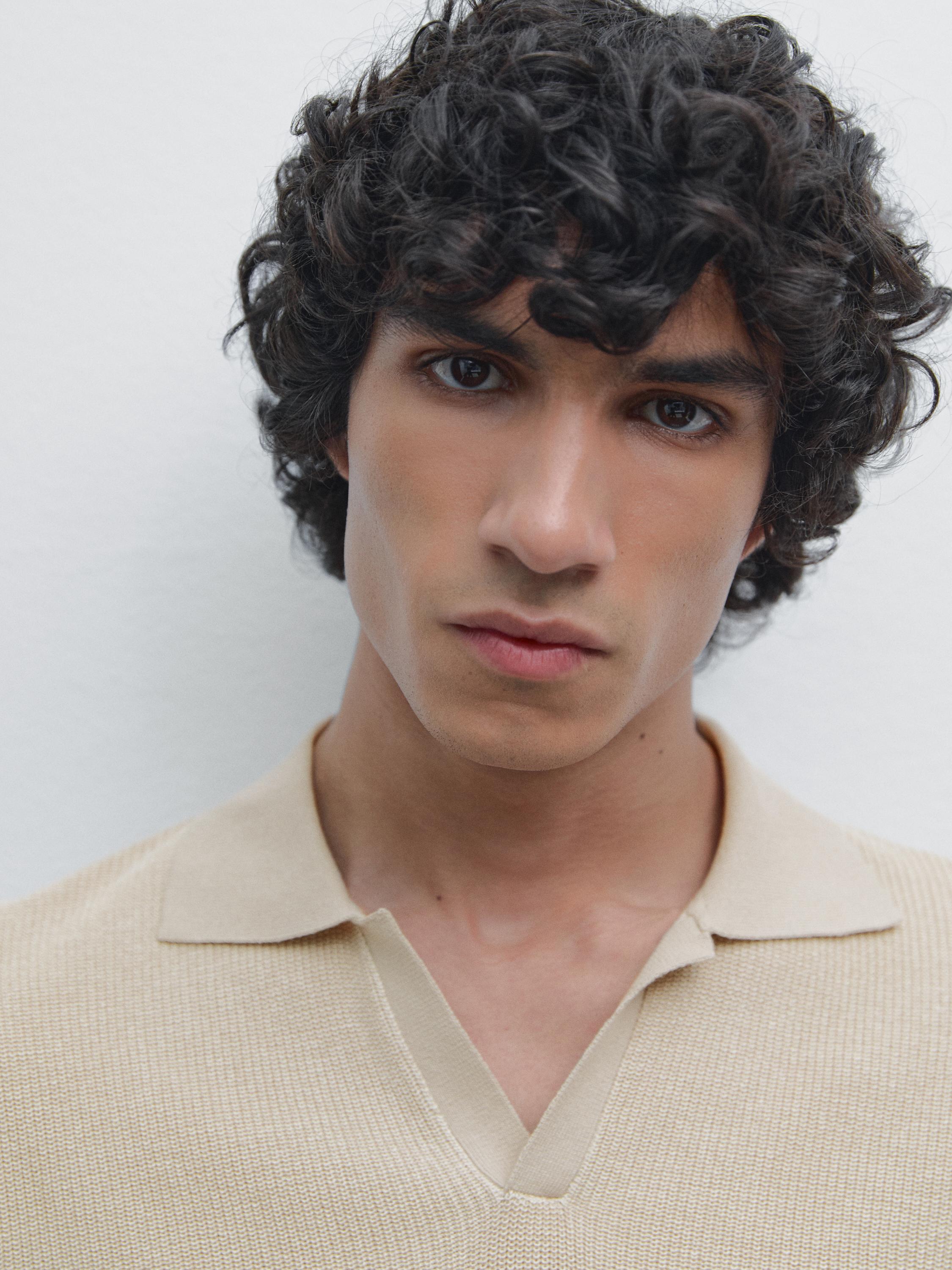 100% cotton contrast polo sweater
