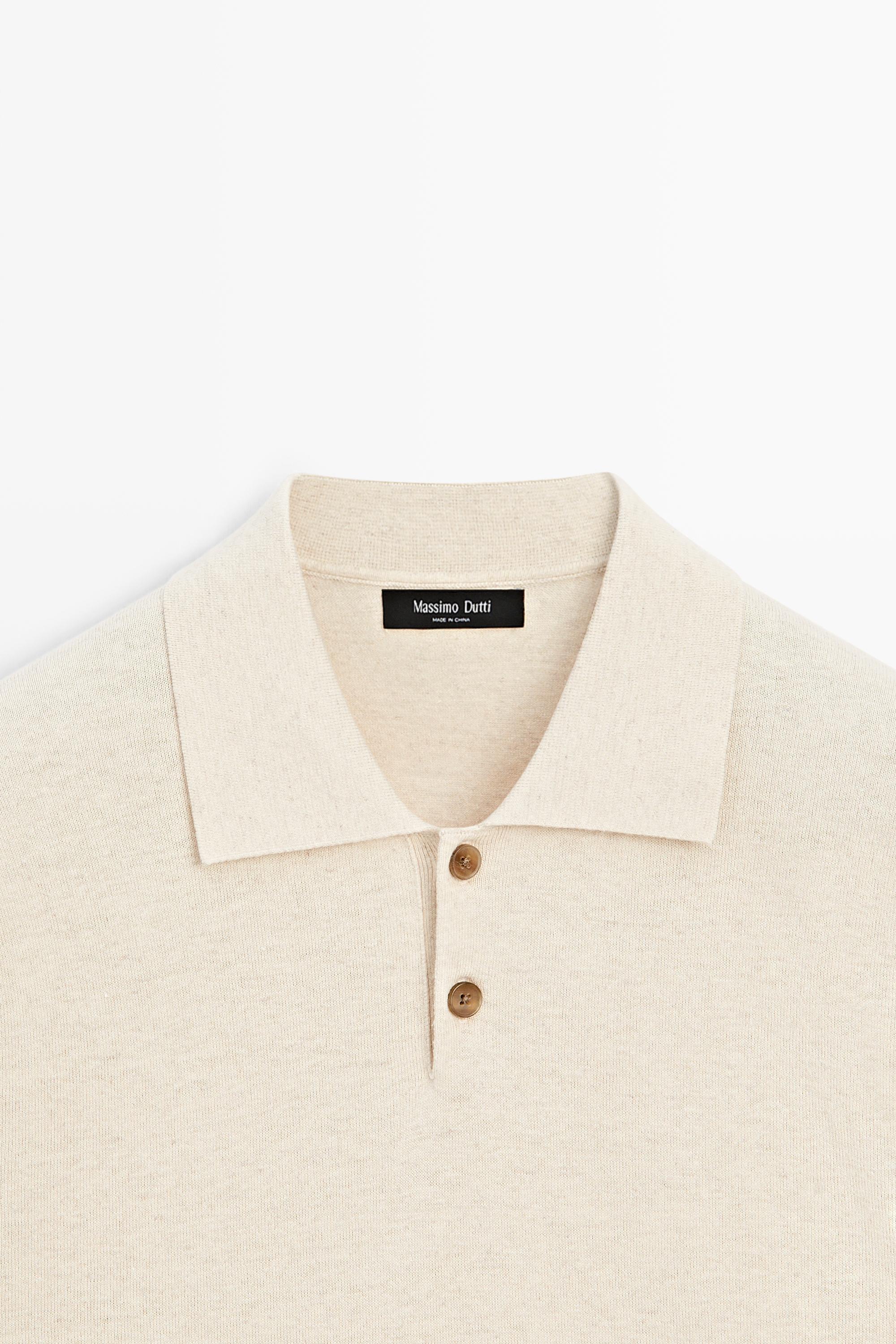 Cotton linen blend polo shirt — Beige