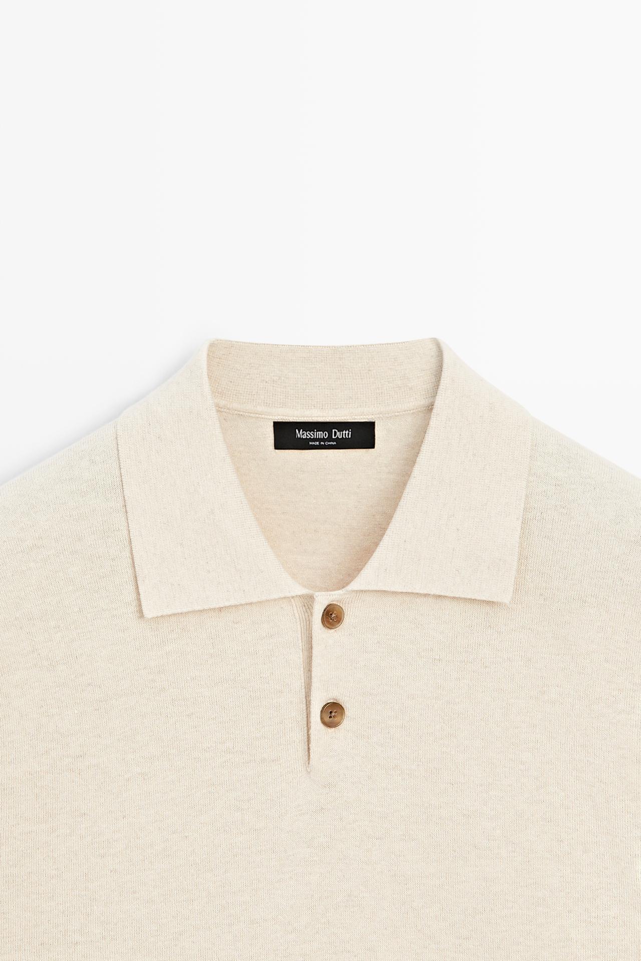Cotton linen blend polo shirt — Beige