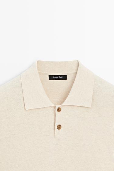 Cotton linen blend polo shirt — Beige 9