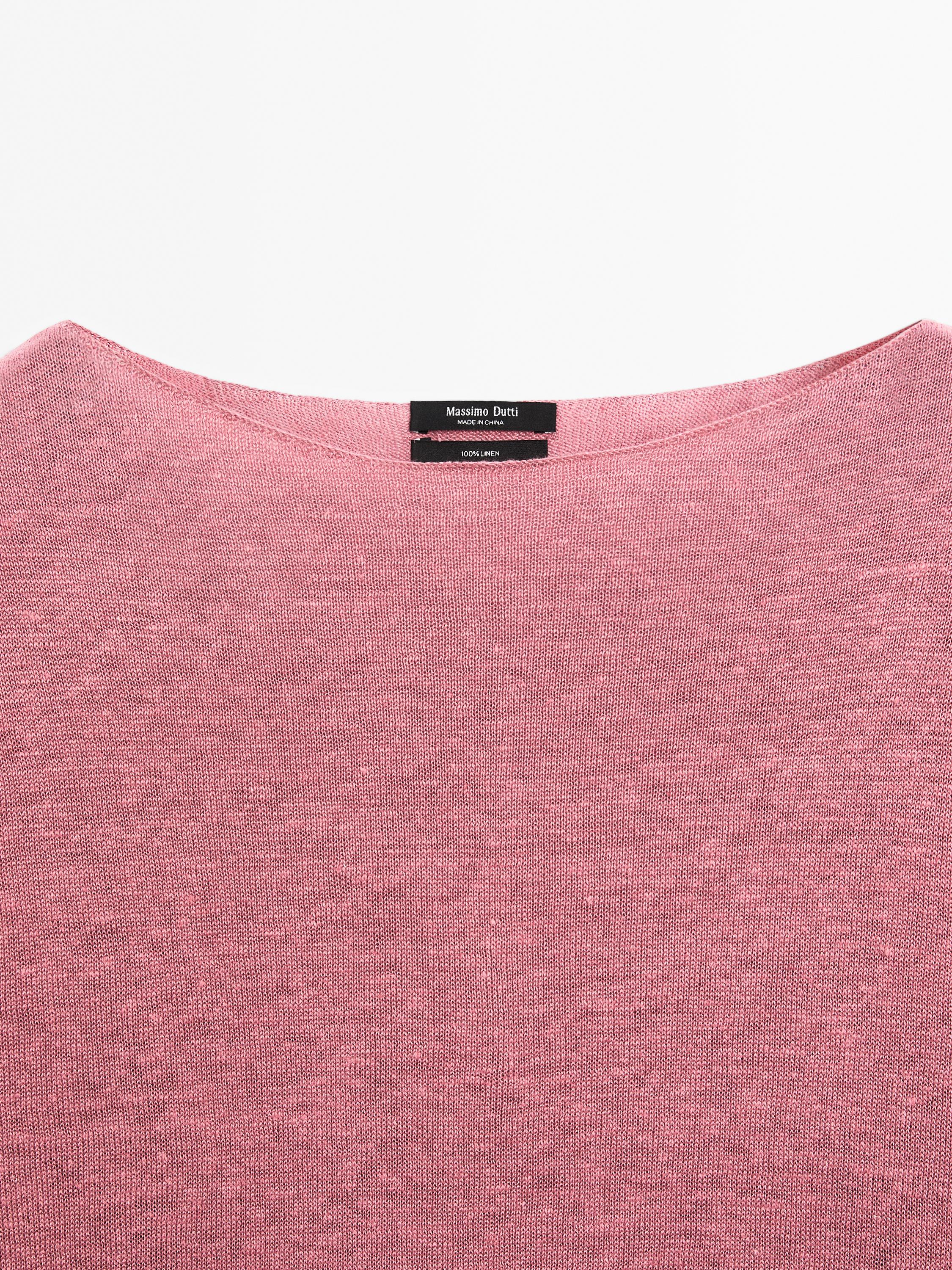 100% linen boat neck sweater