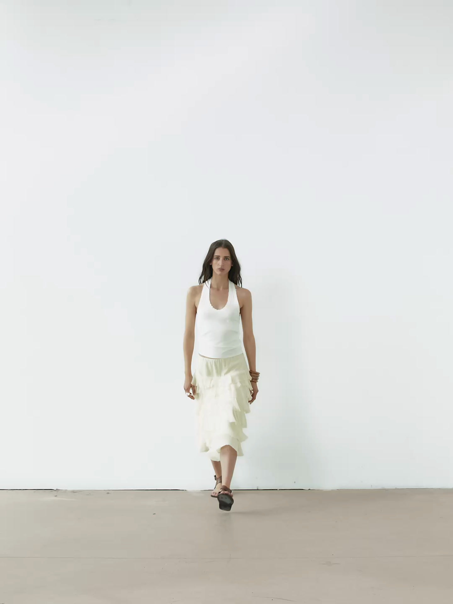 Ruffled midi skirt