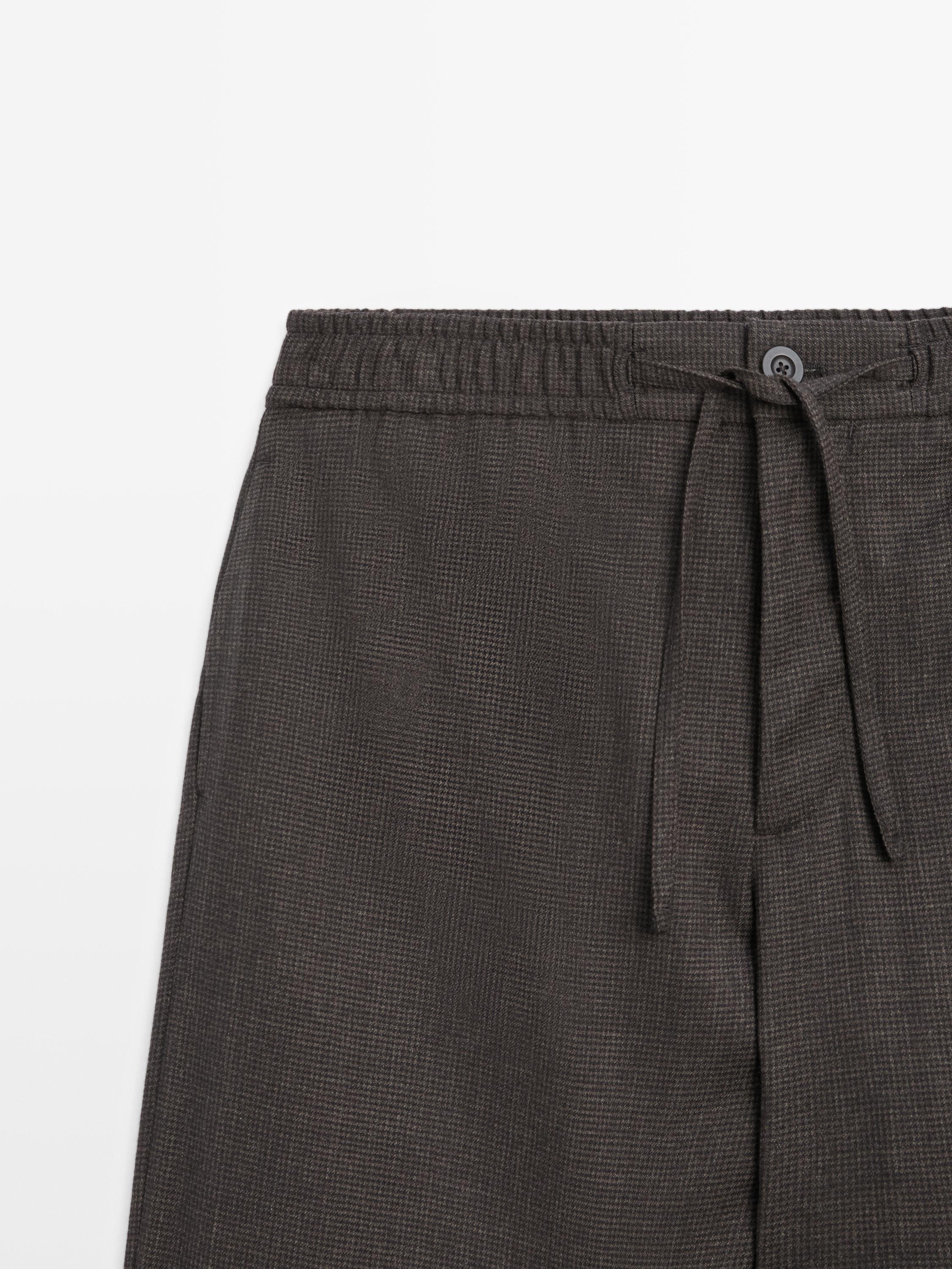 Houndstooth wool blend trousers