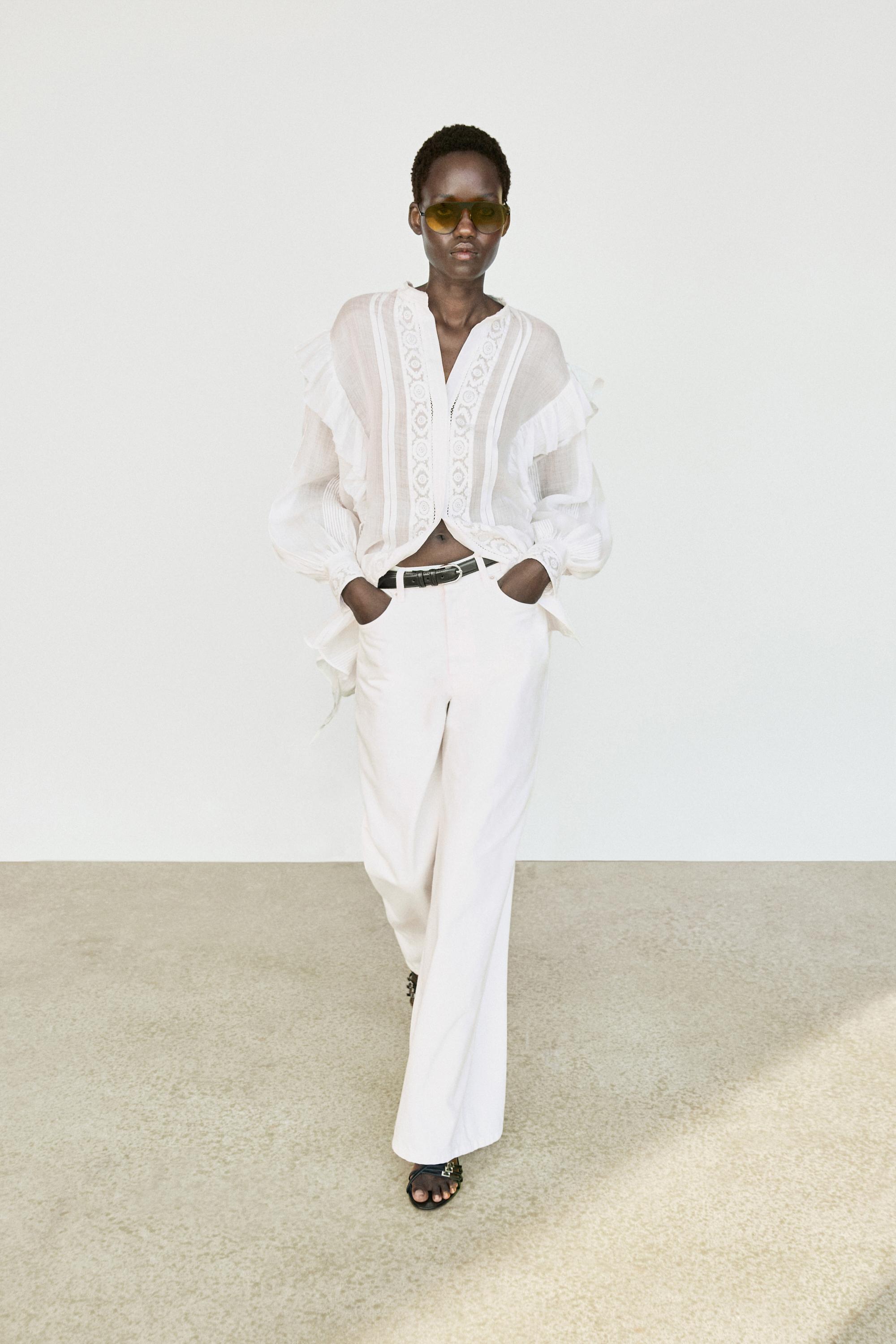 High-waist wide-leg jeans — Off white