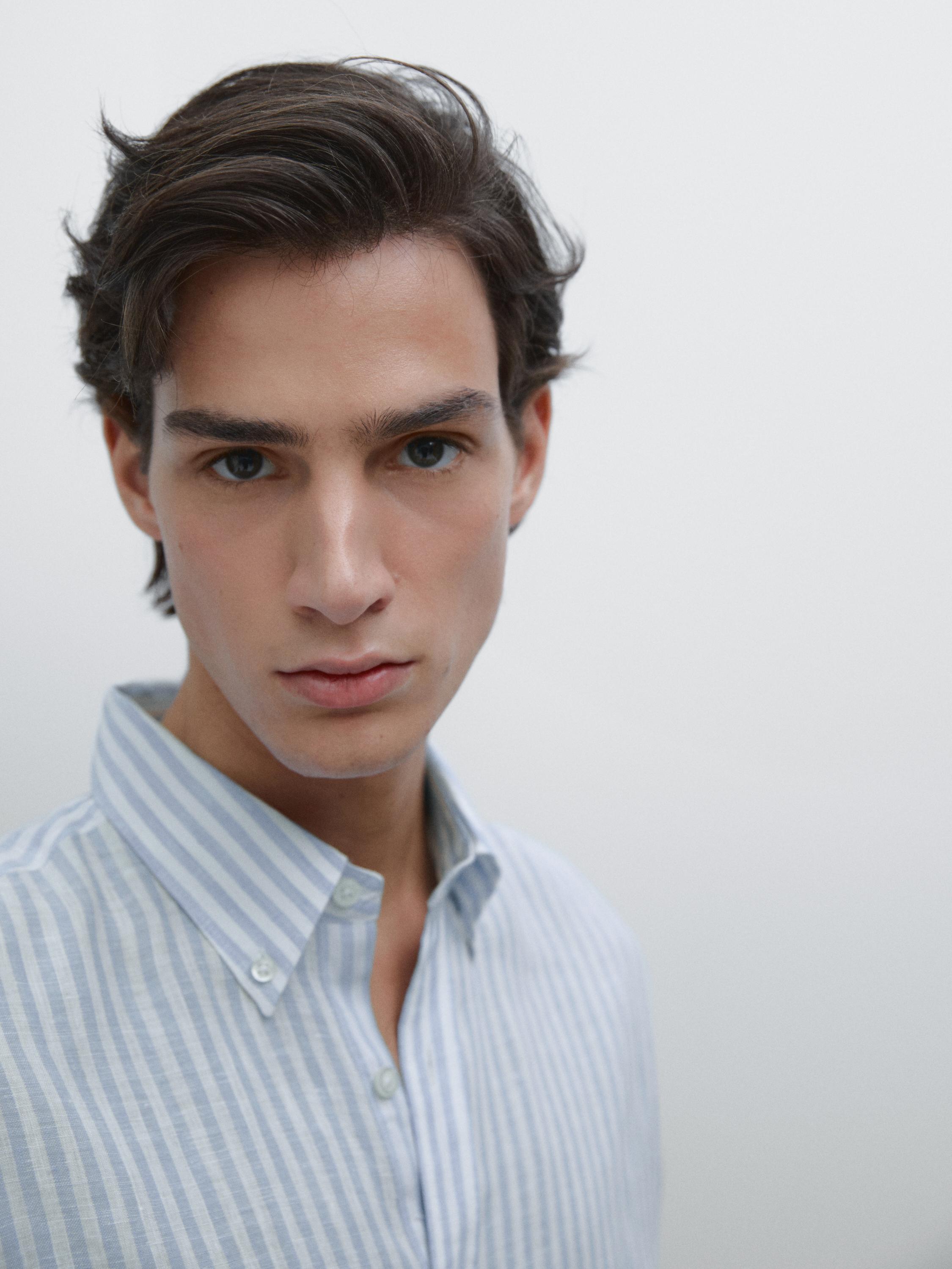 Camisa rayas regular fit 100% lino