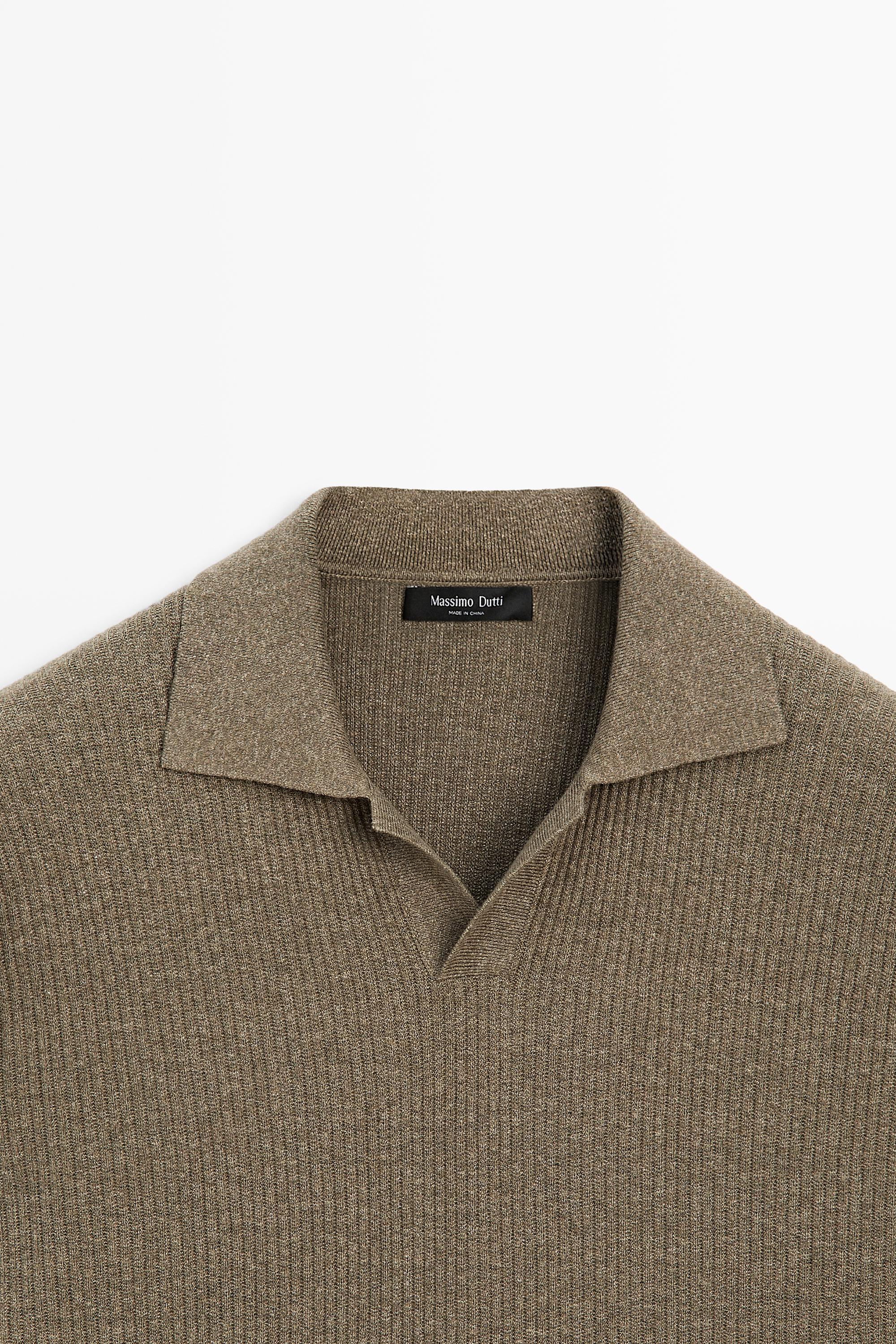 Cotton blend knit polo shirt — DARK OLIVE GREEN