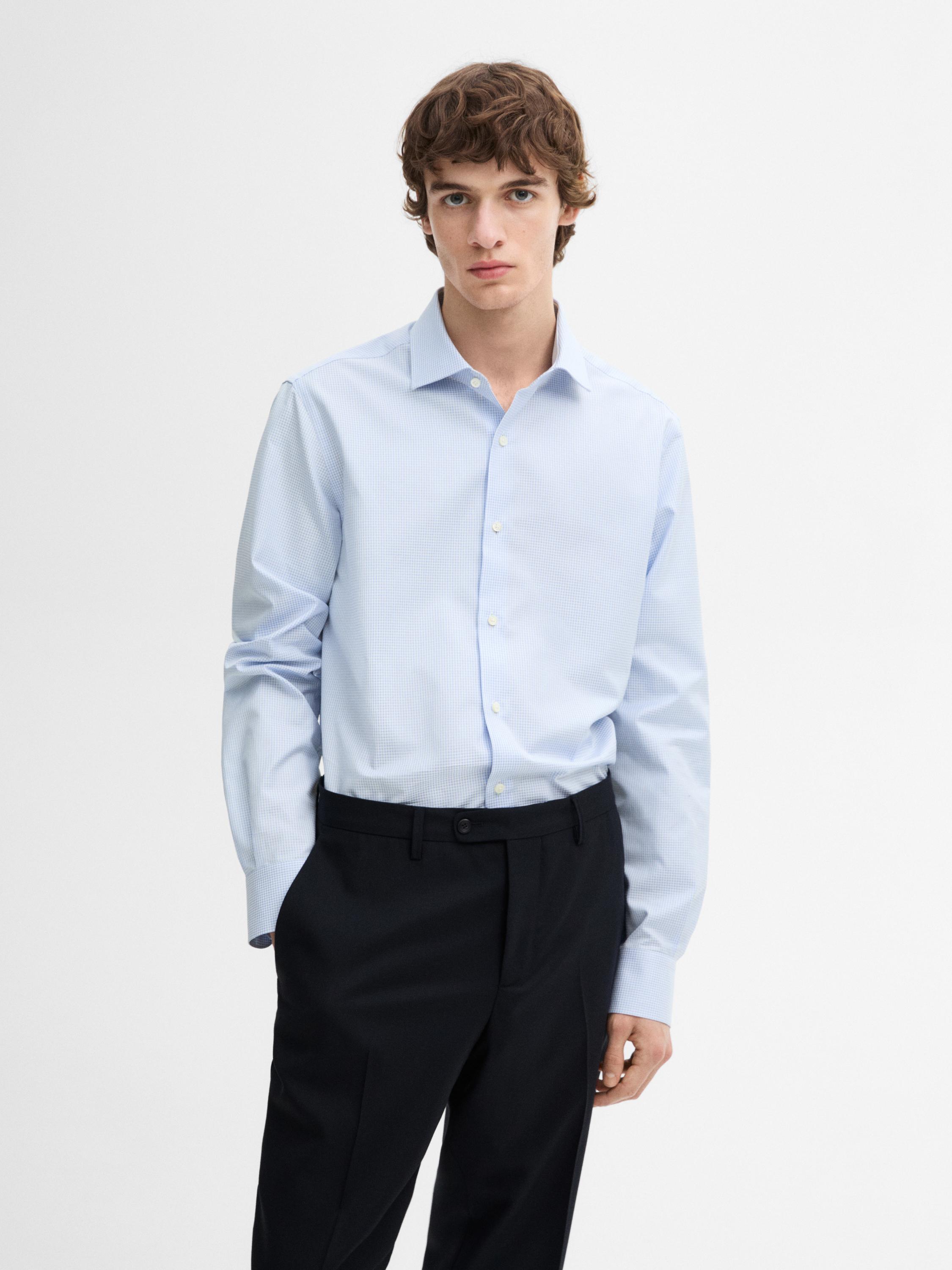 Slim fit check 100% cotton shirt
