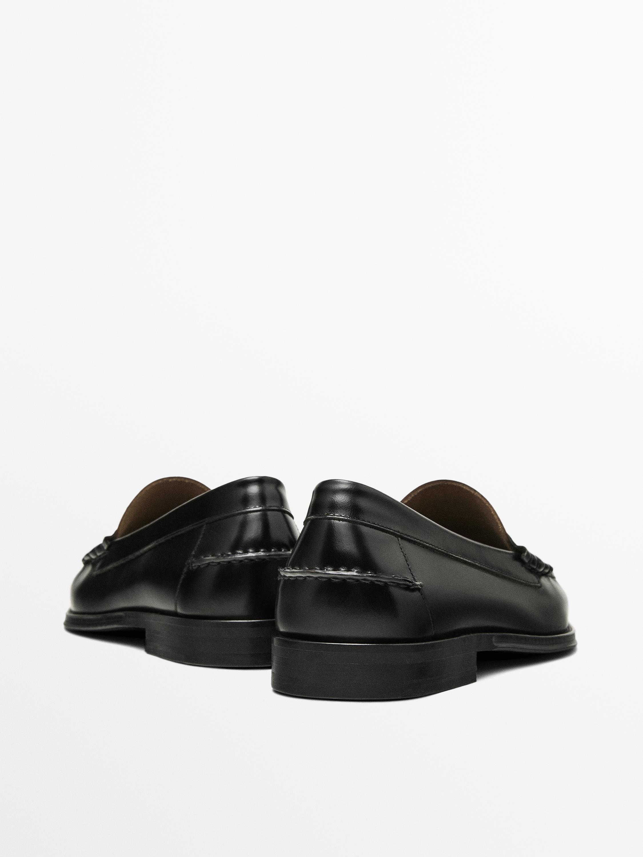 Leather loafers with penny strap — BLACK