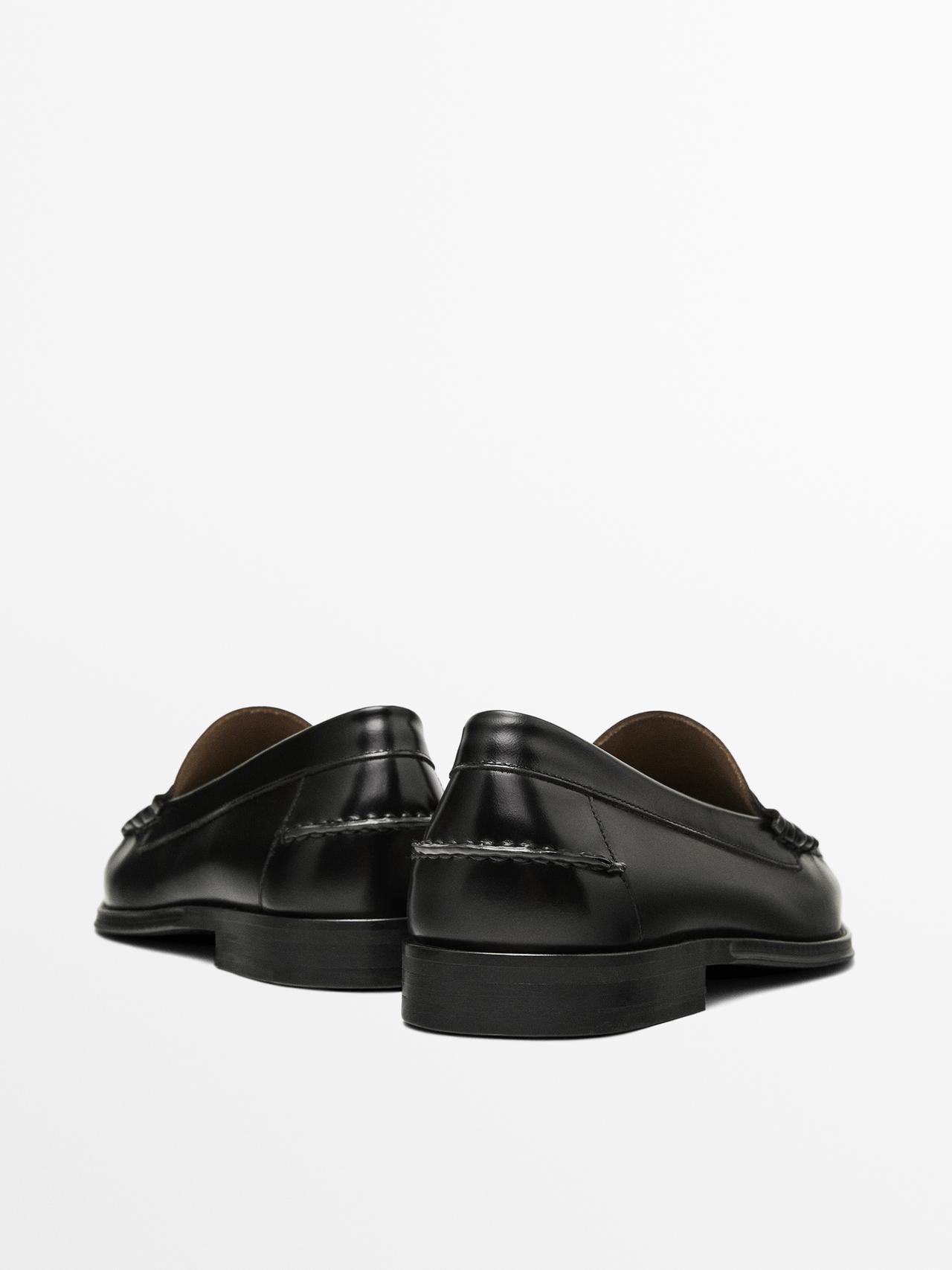 Leather loafers with penny strap — BLACK