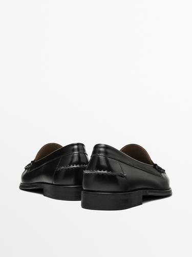 Leather loafers with penny strap — BLACK 5