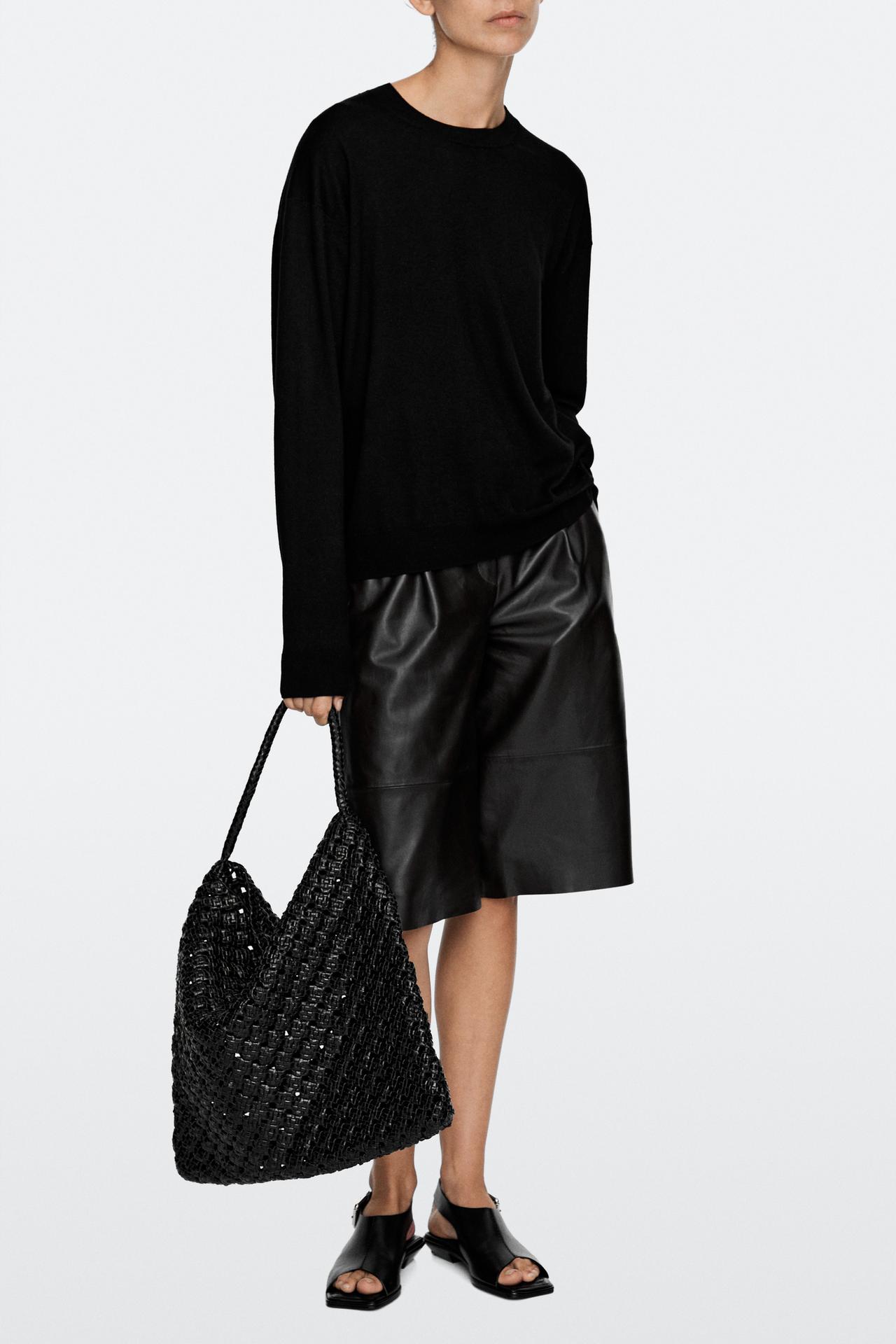 Braided nappa leather bag — BLACK