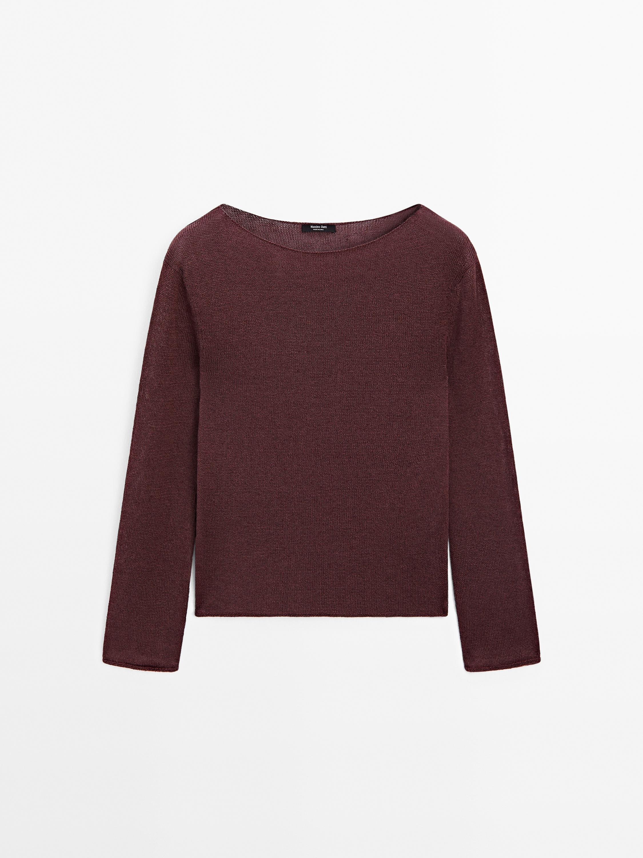 Pull en maille ajourée de lin mélangé