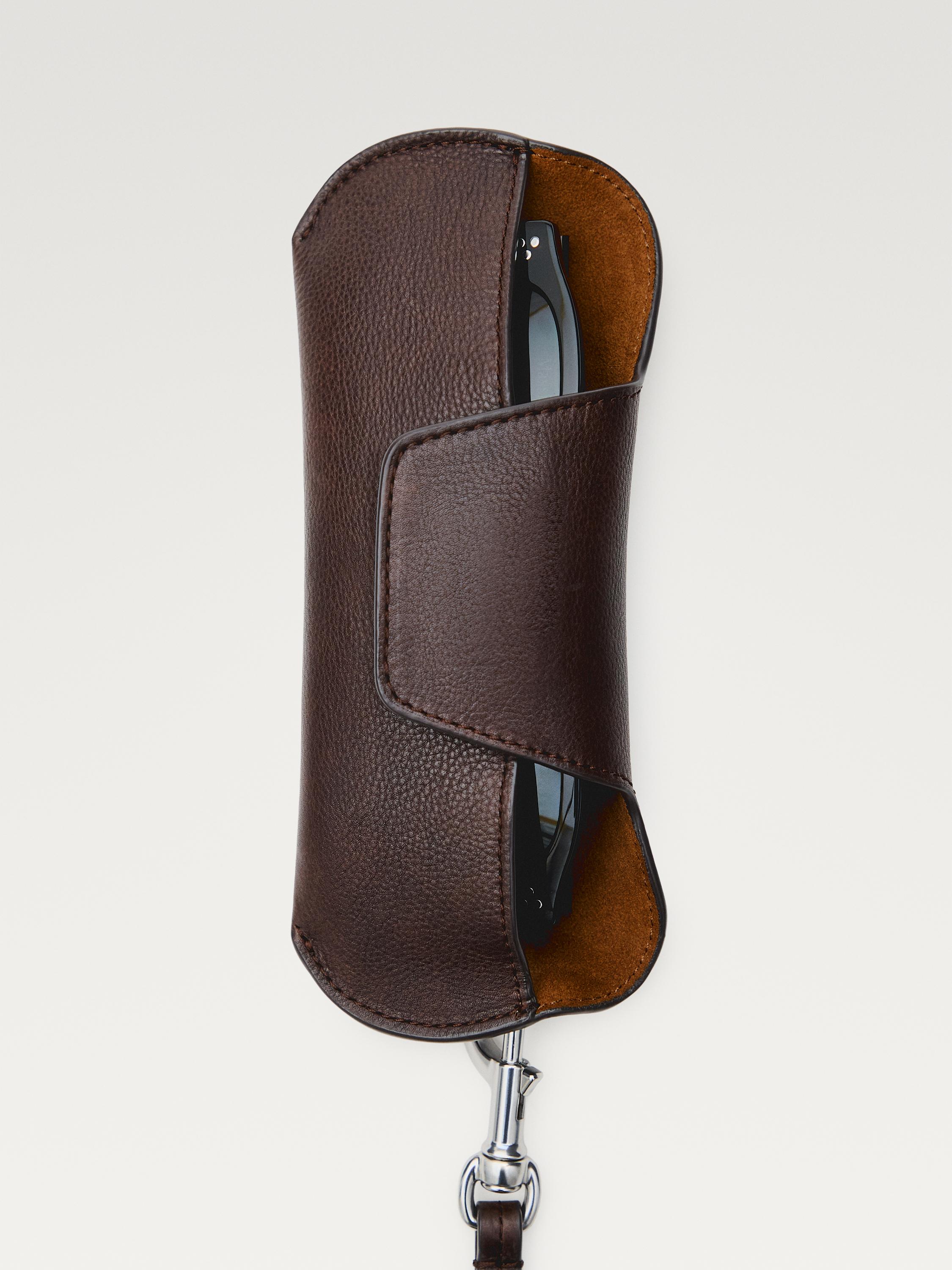 Nappa leather glasses case — BROWN