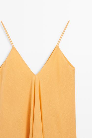 Linen blend flowing V-neck dress — YELLOW 4