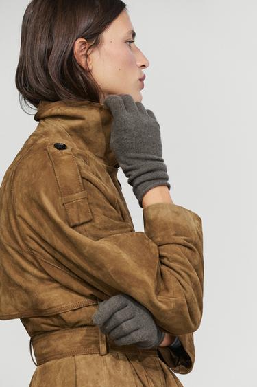 100% cashmere knit gloves — DARK KHAKI 5