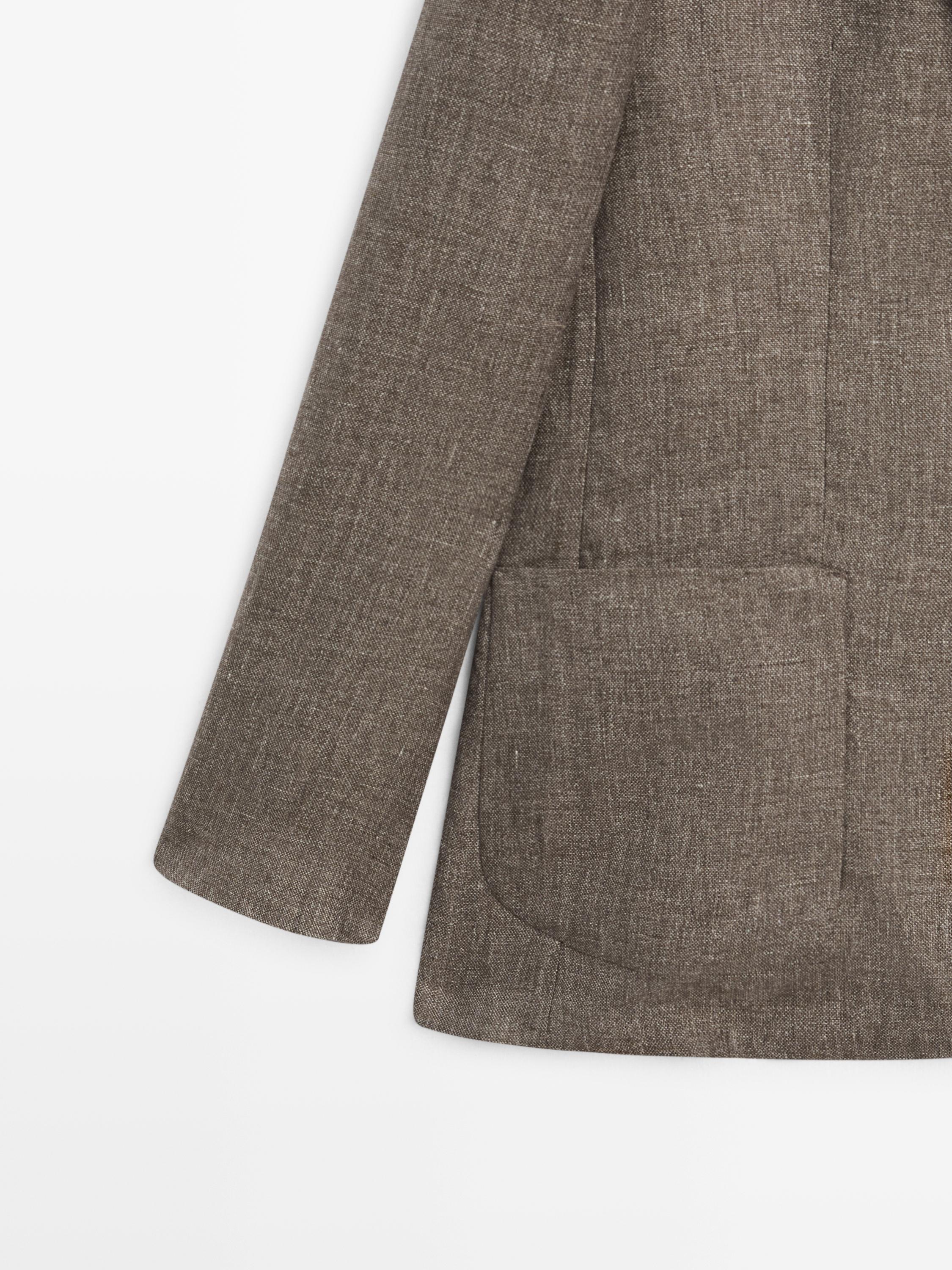 100% linen tailored marl blazer — BEIGE MARL