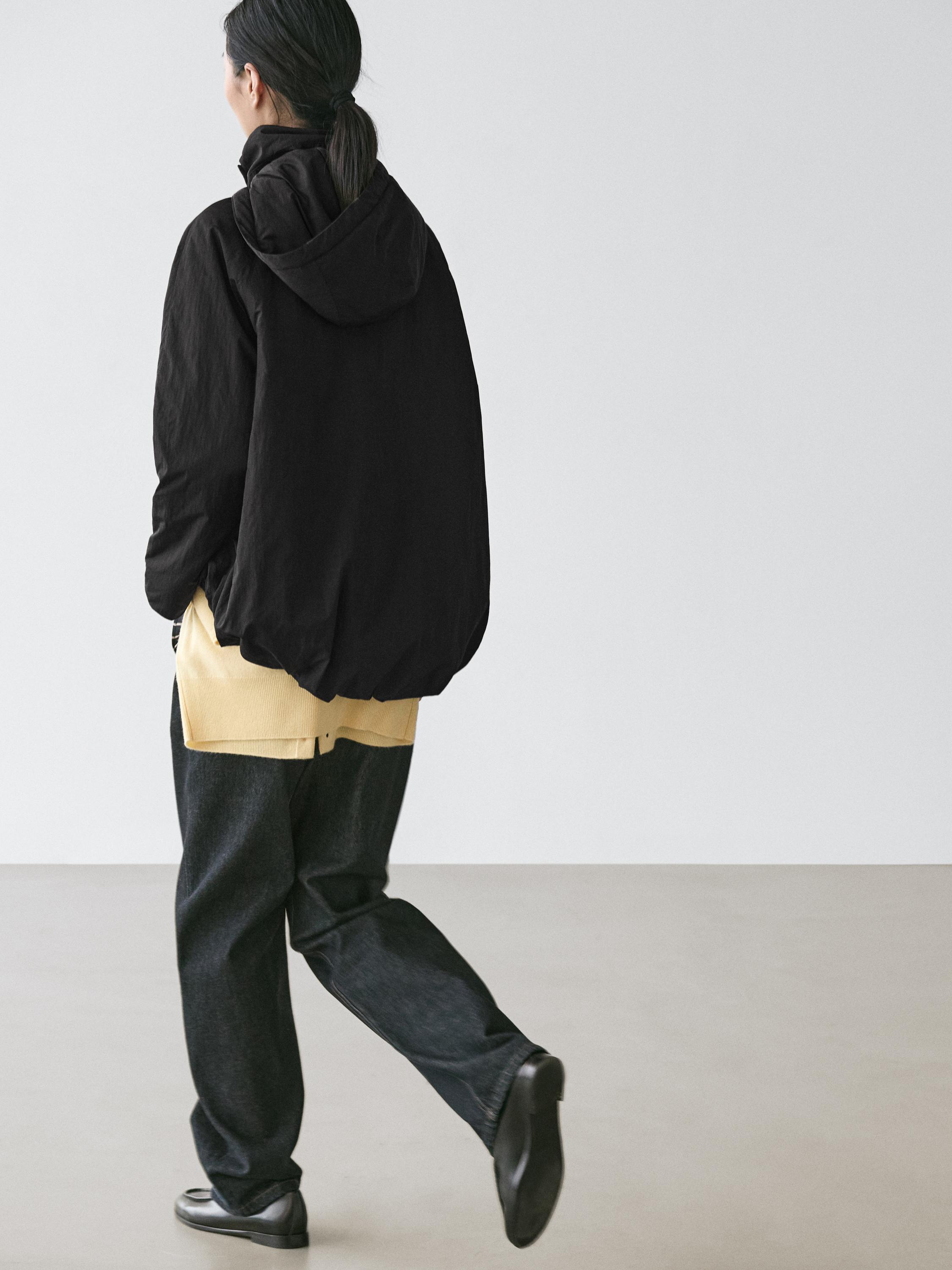 Long technical fabric parka — BLACK