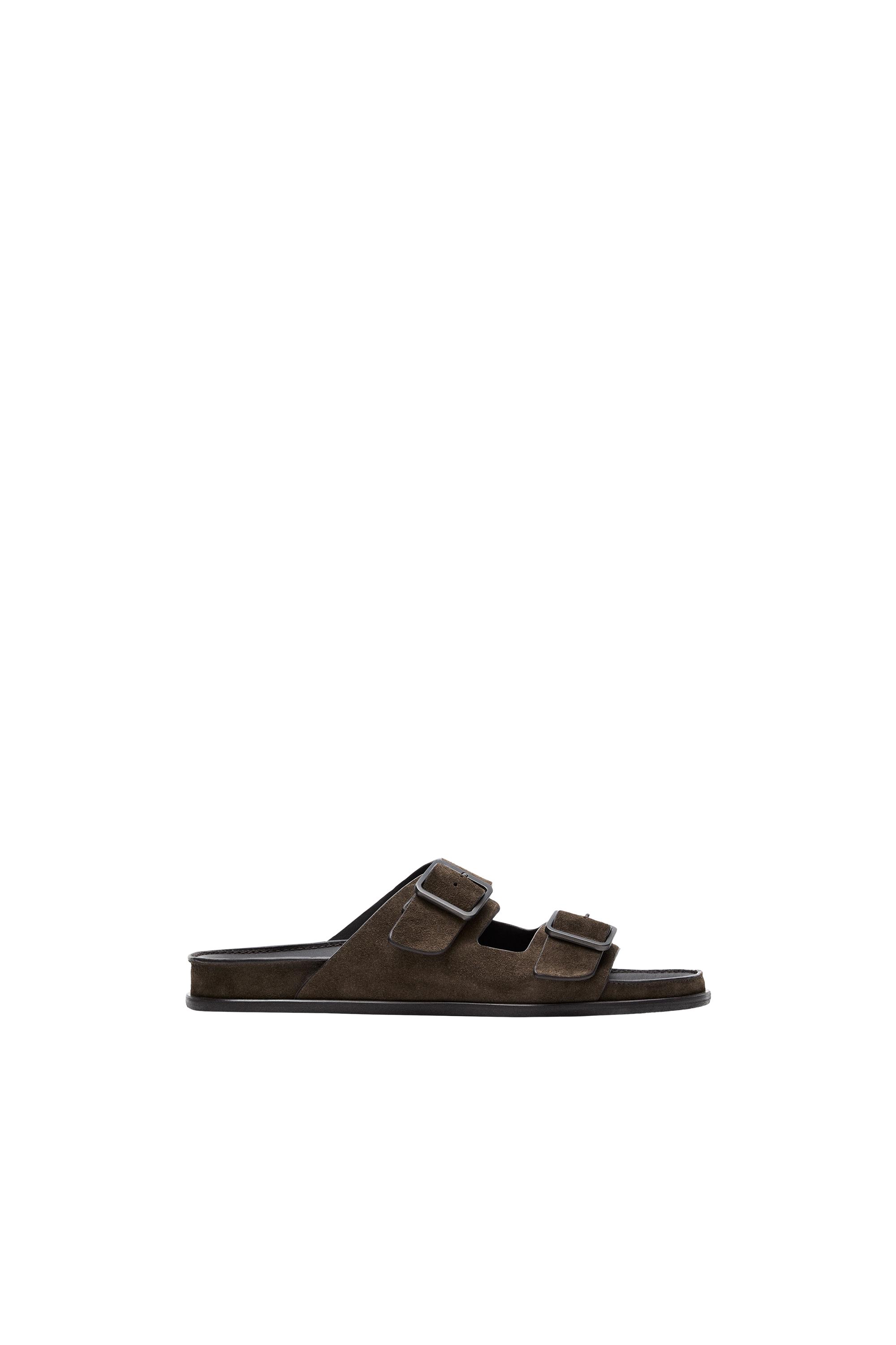 Buckled split leather sandals — OCHRE