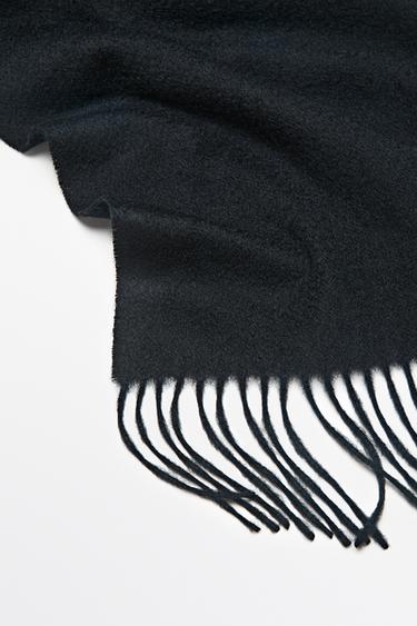 Fringed 100% cashmere knit scarf — BLACK 5