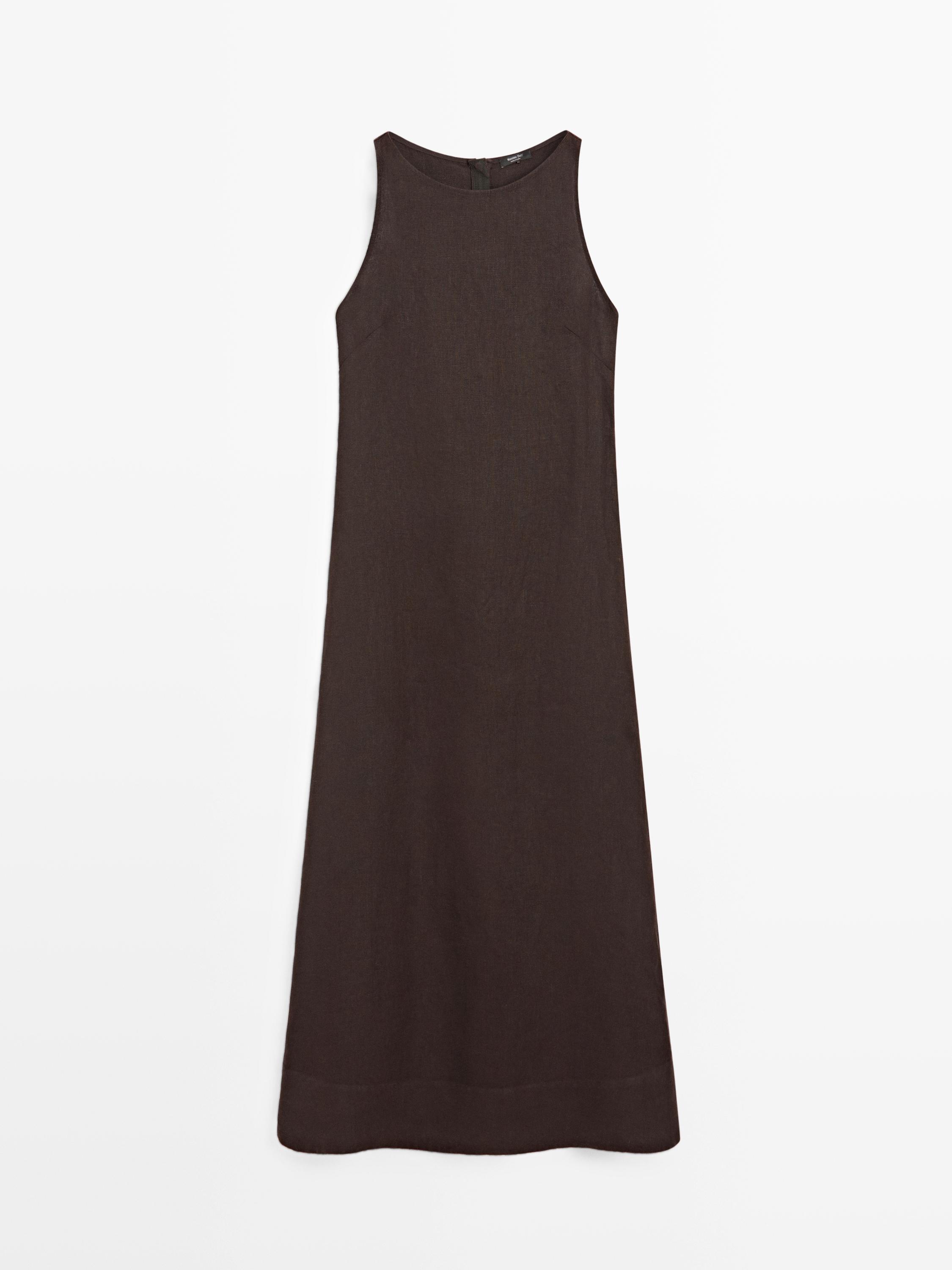 Gaun midi halter linen