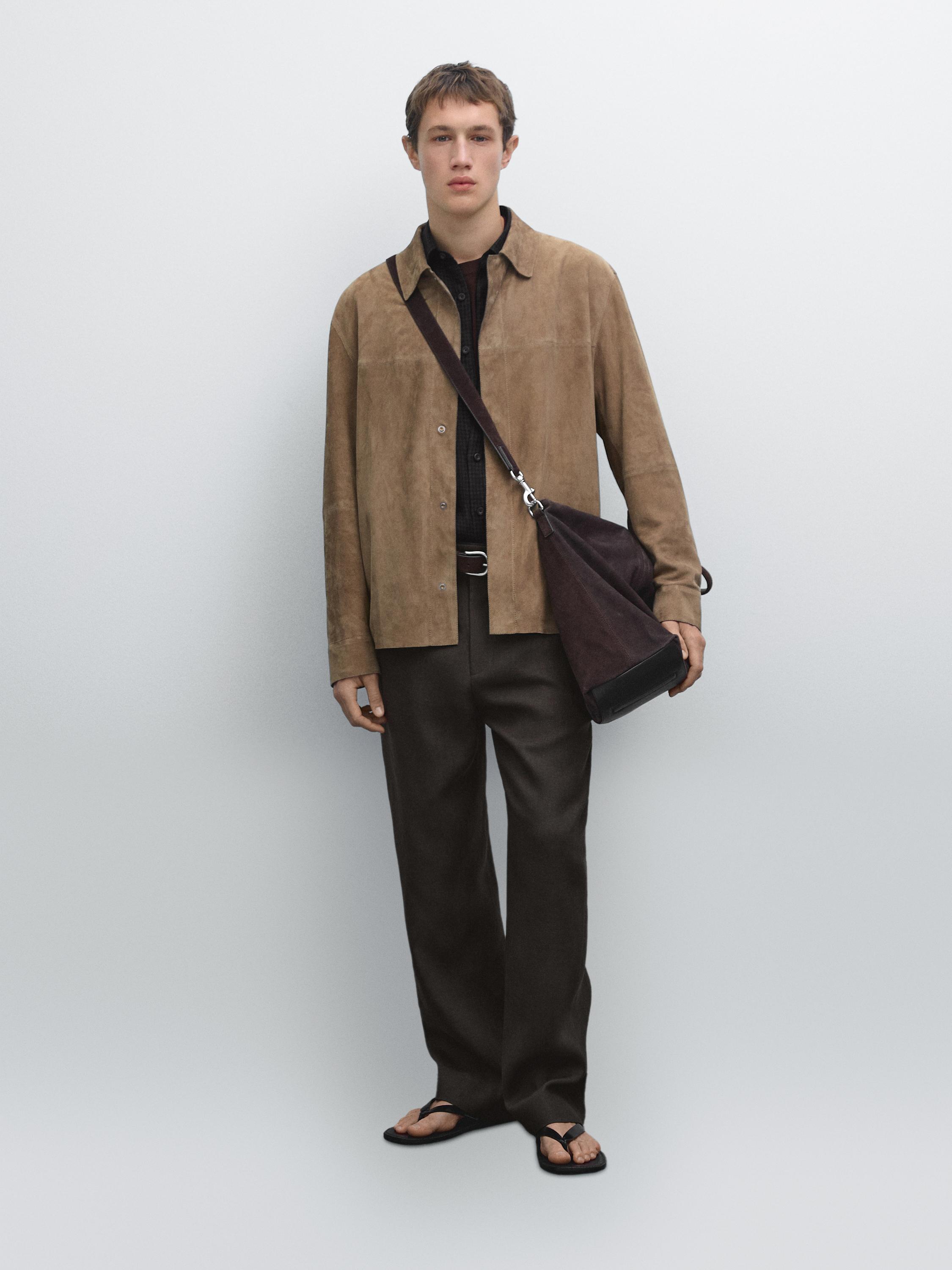 Suede leather overshirt