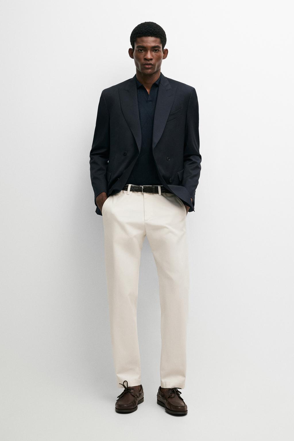 Massimo Dutti Pambıq qarışıqlı slim fit şalvar
