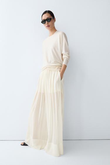 Fine knit round neck sweater — CREAM 8