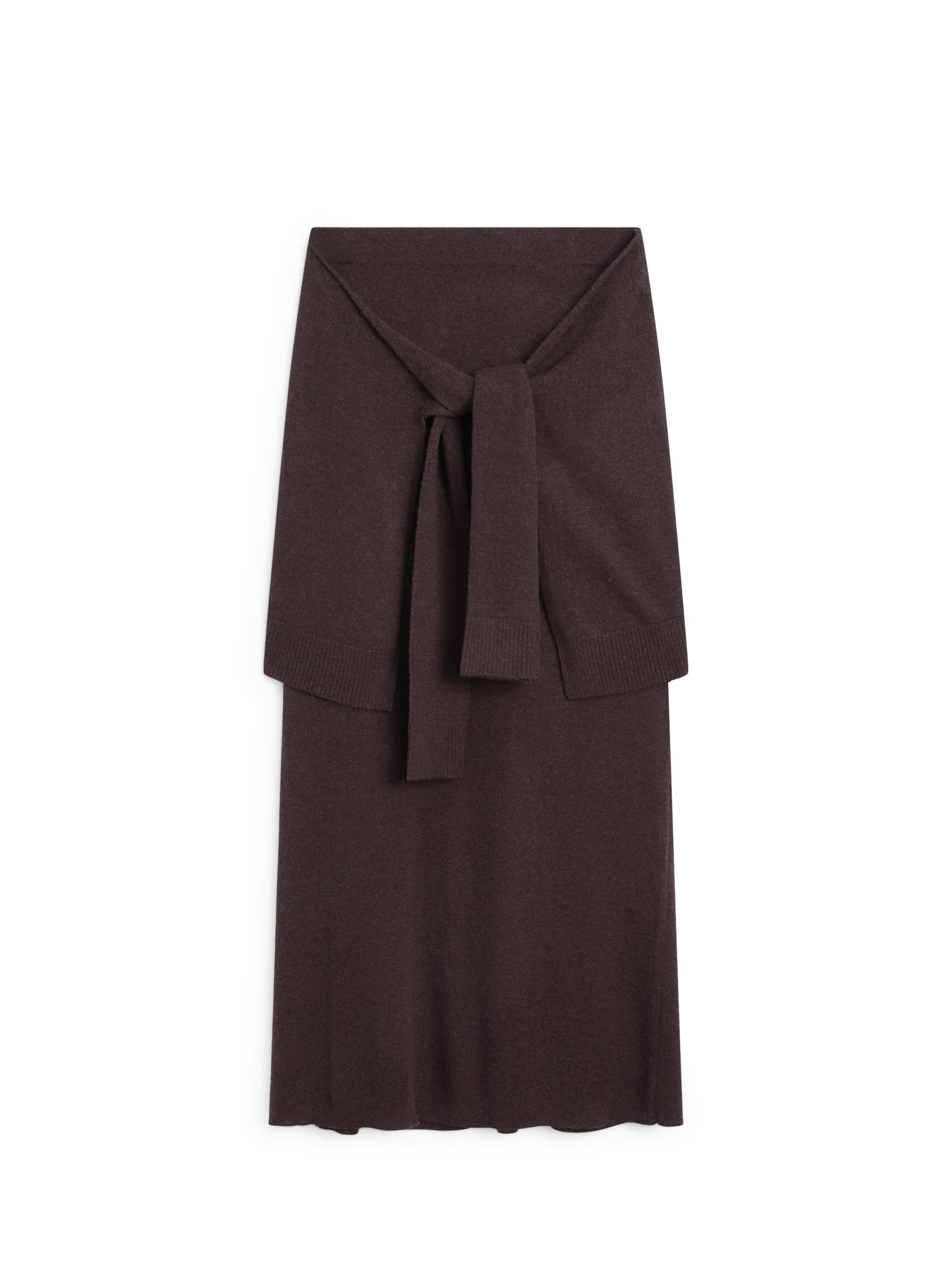 Knit skirt with knotted sleeve details — Chocolate