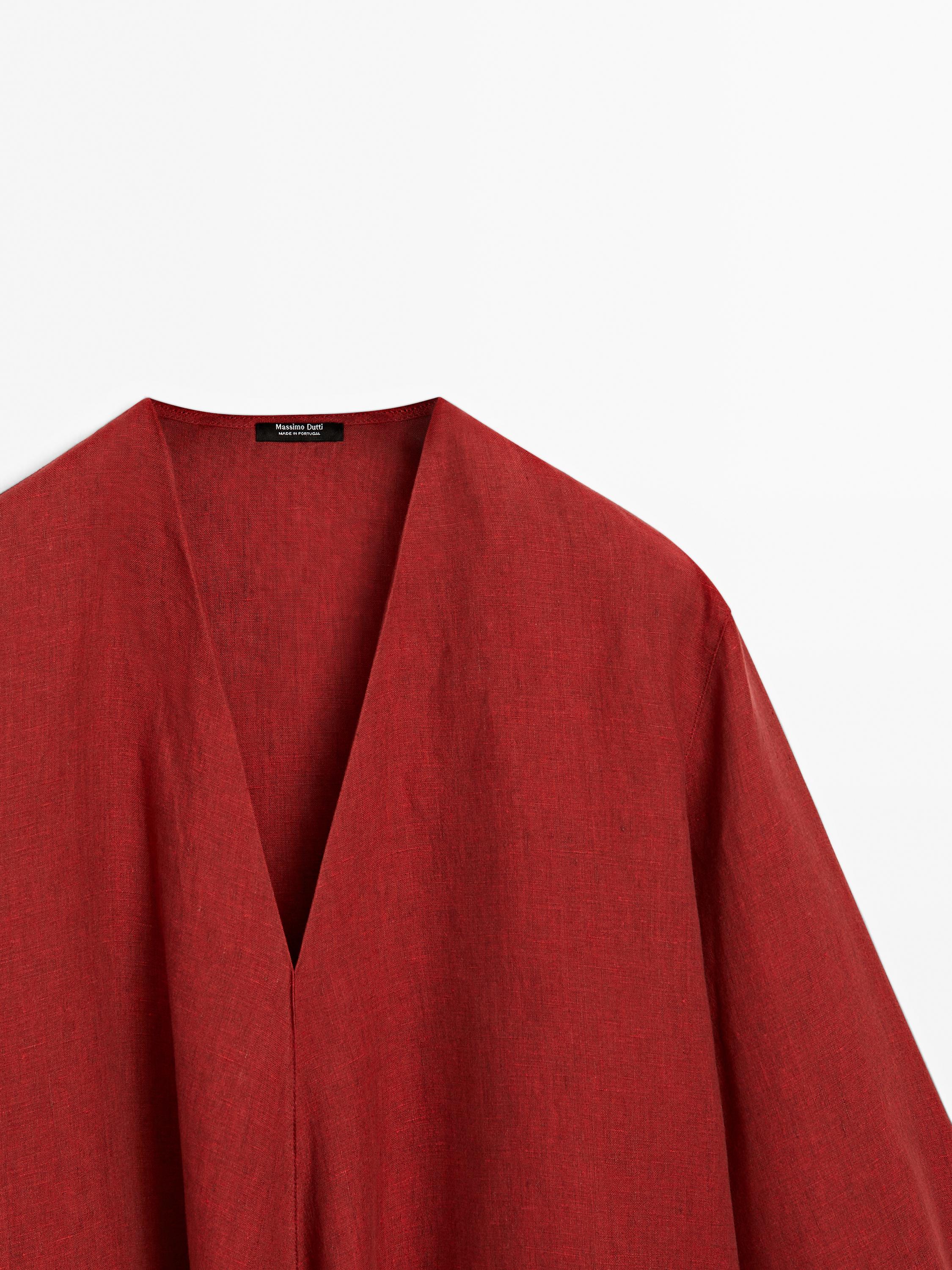 Blůza ze 100% lnu s detailem vázačky