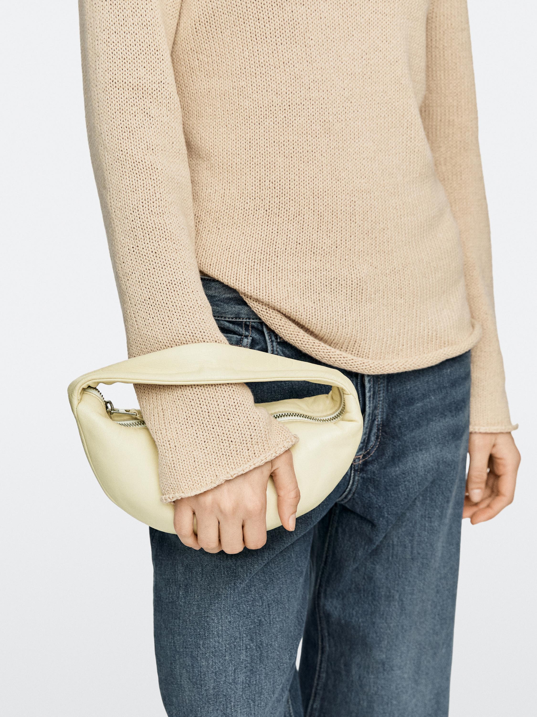 Mini nappa leather half-moon bag — WHITE