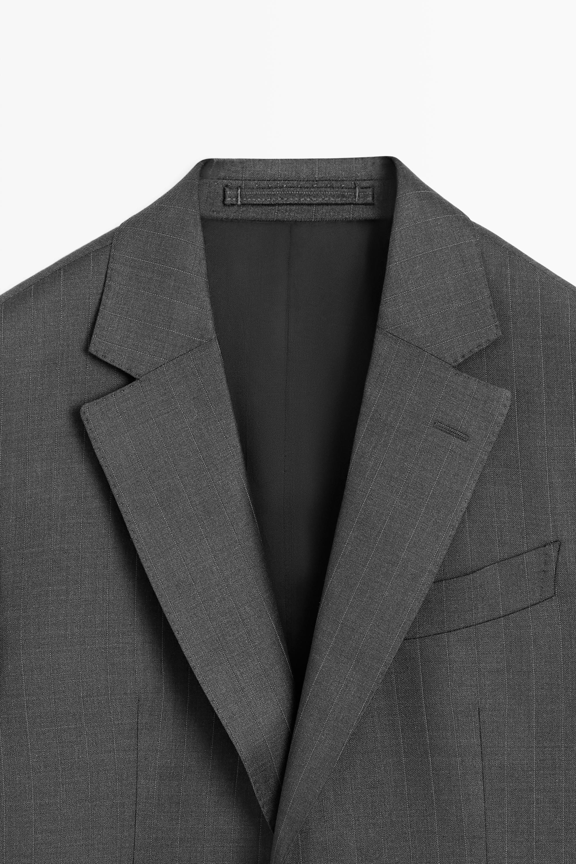 100% wool striped suit blazer — CHARCOAL