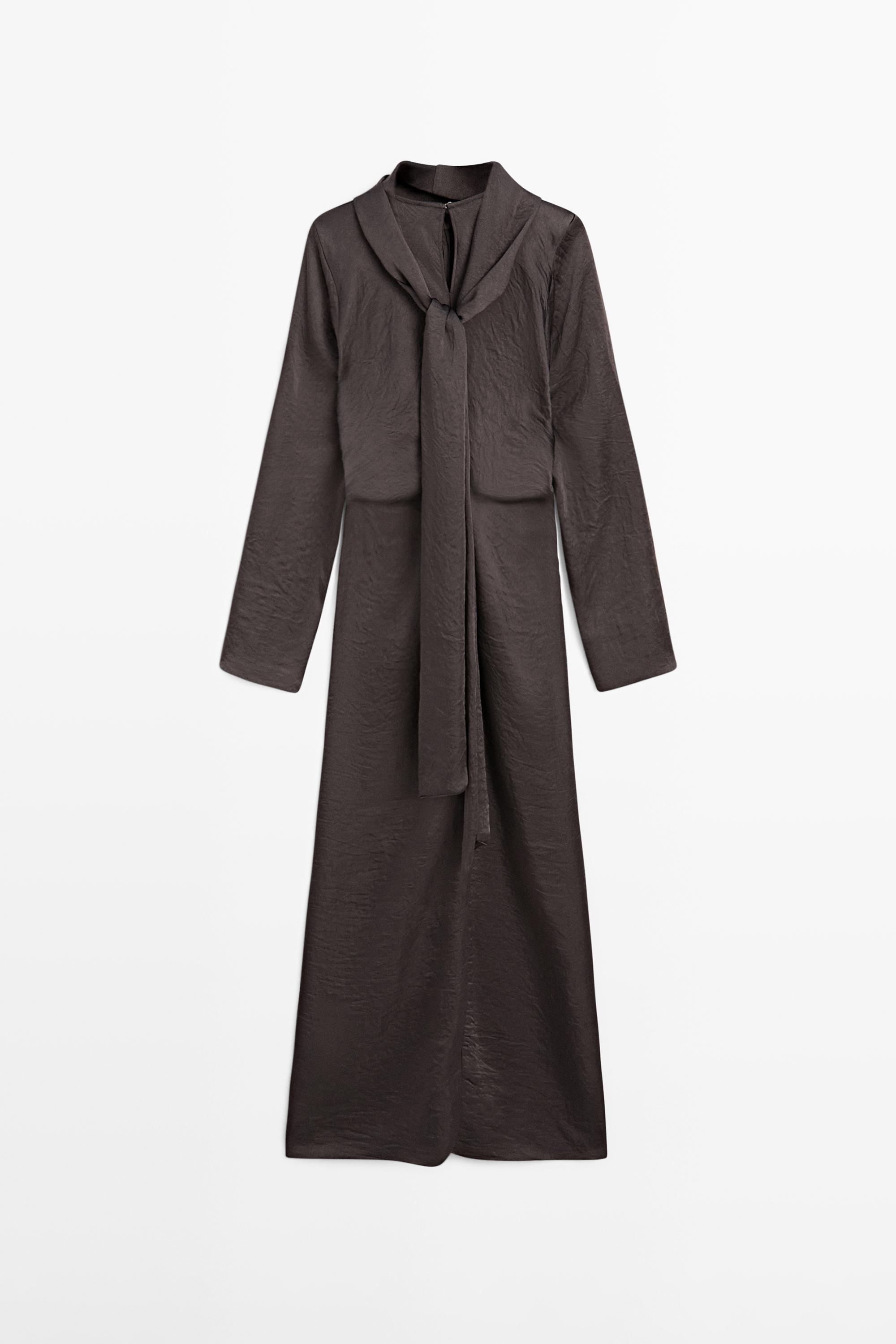 Long flowing dress with tie - STUDIO — MOLE BROWN