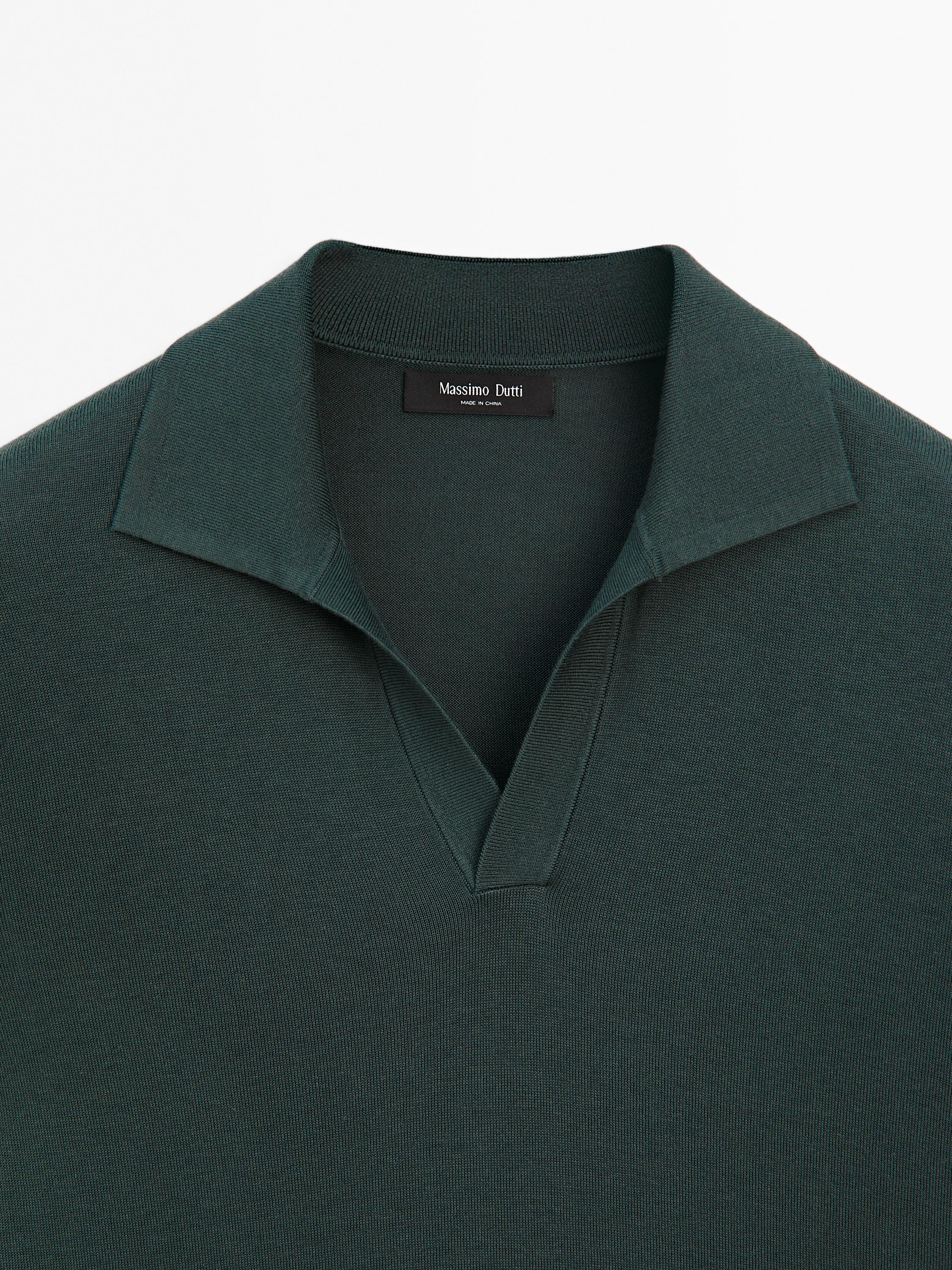 Knit V-neck polo shirt
