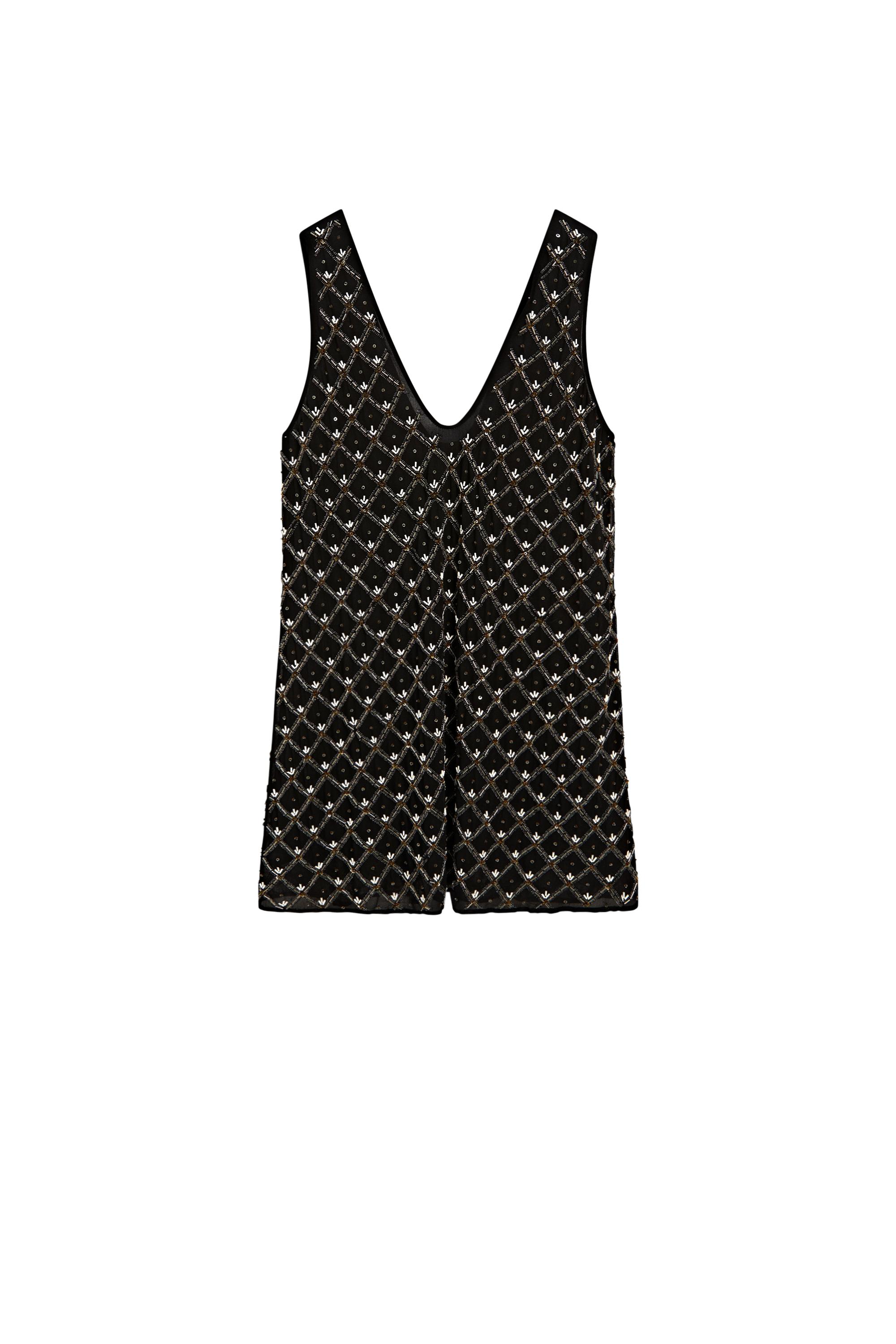 massimo dutti mini dress 100% linen stand collar mini dress Black Swimwear