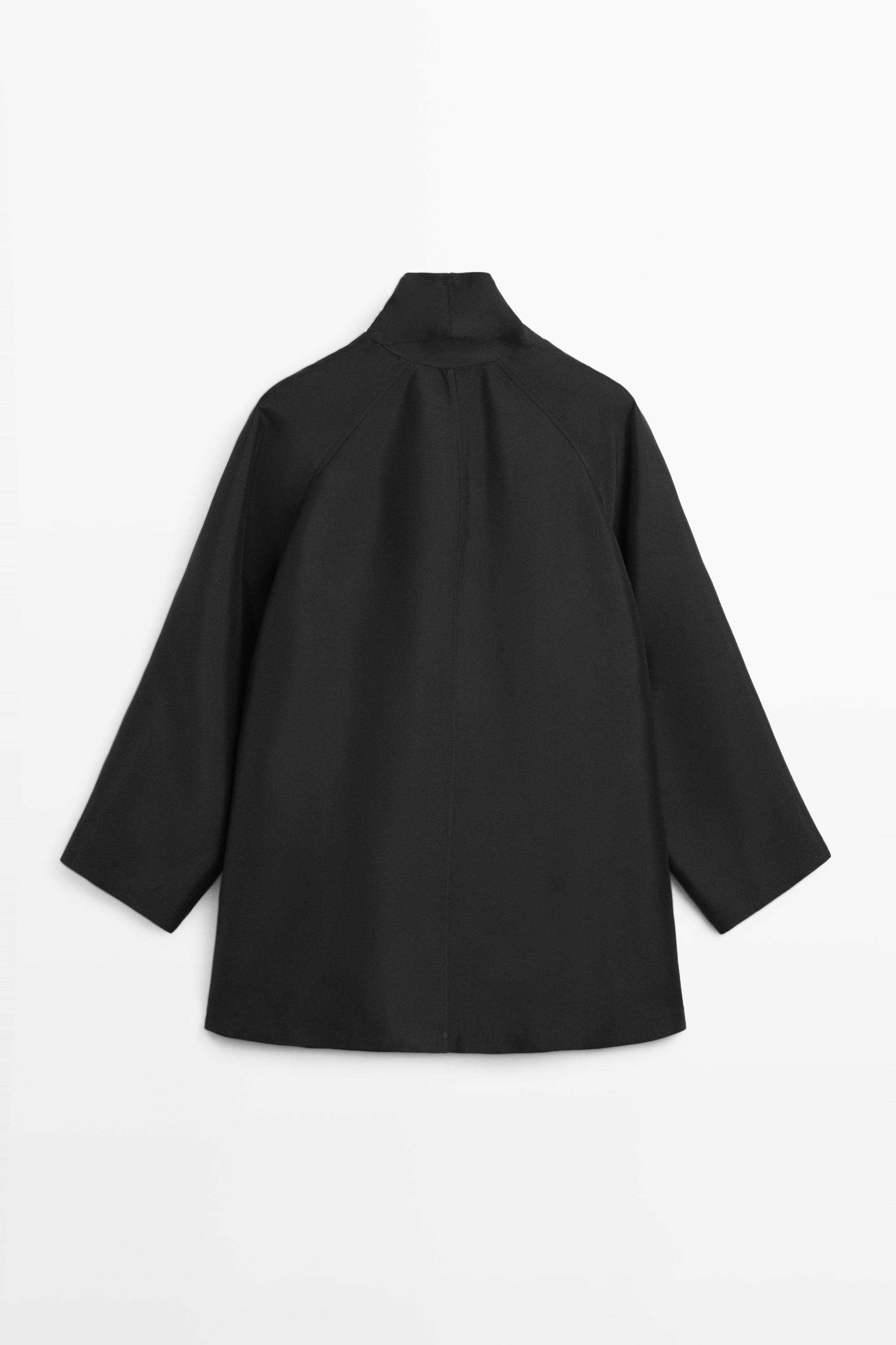 Flowing voluminous cape with button details — BLACK
