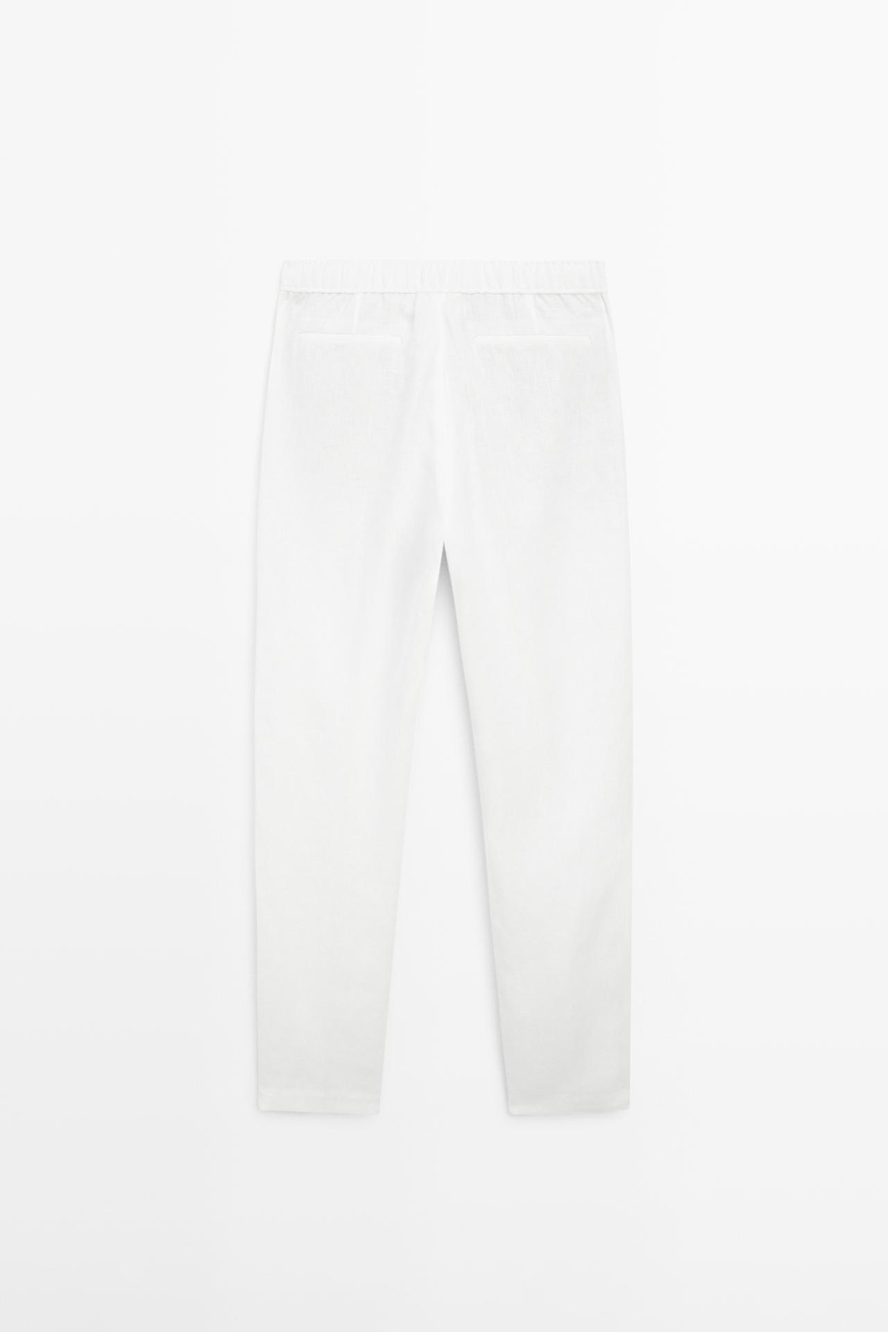 Linen jogger fit pants — WHITE