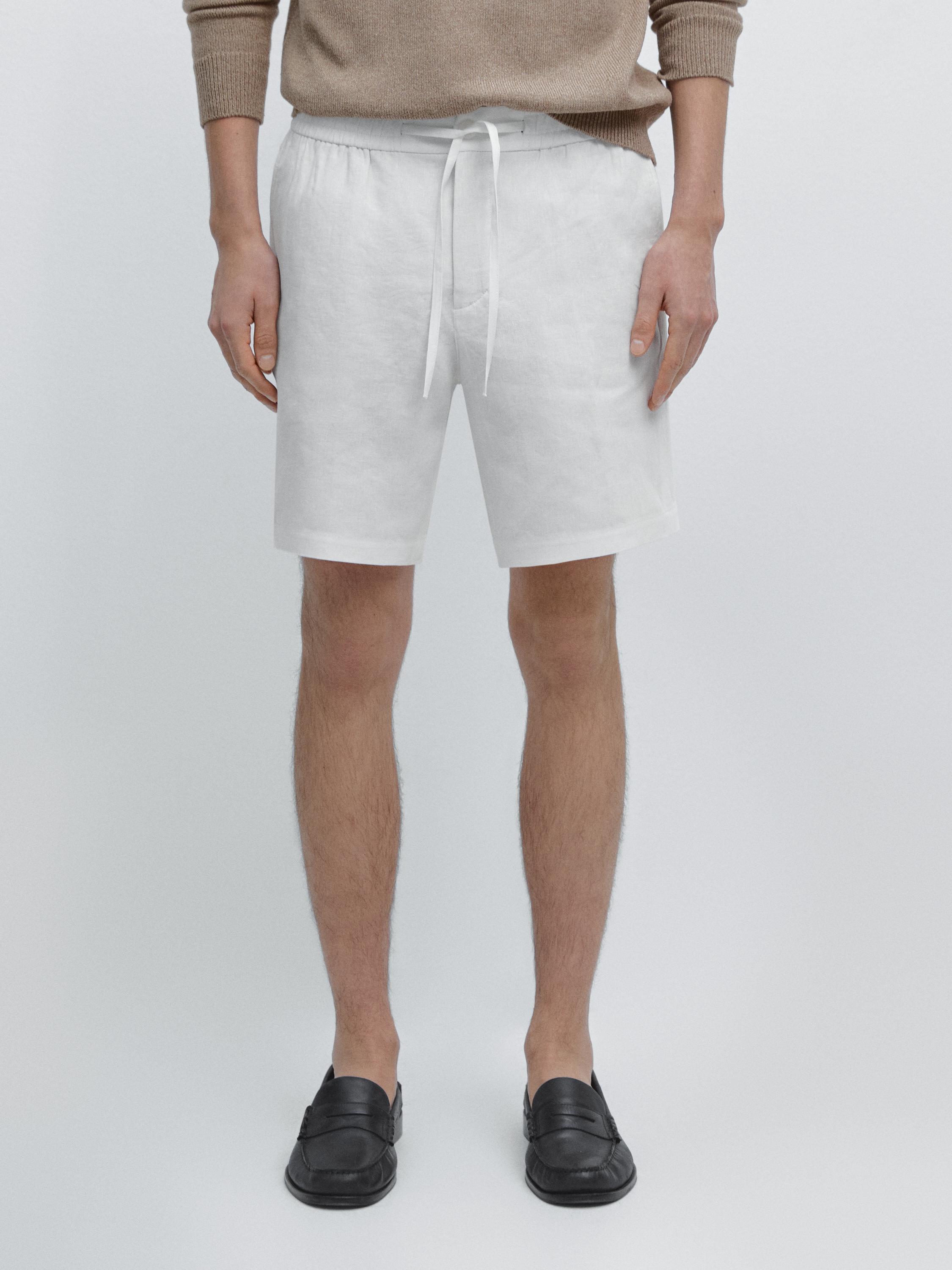 Linen jogger-fit Bermuda shorts