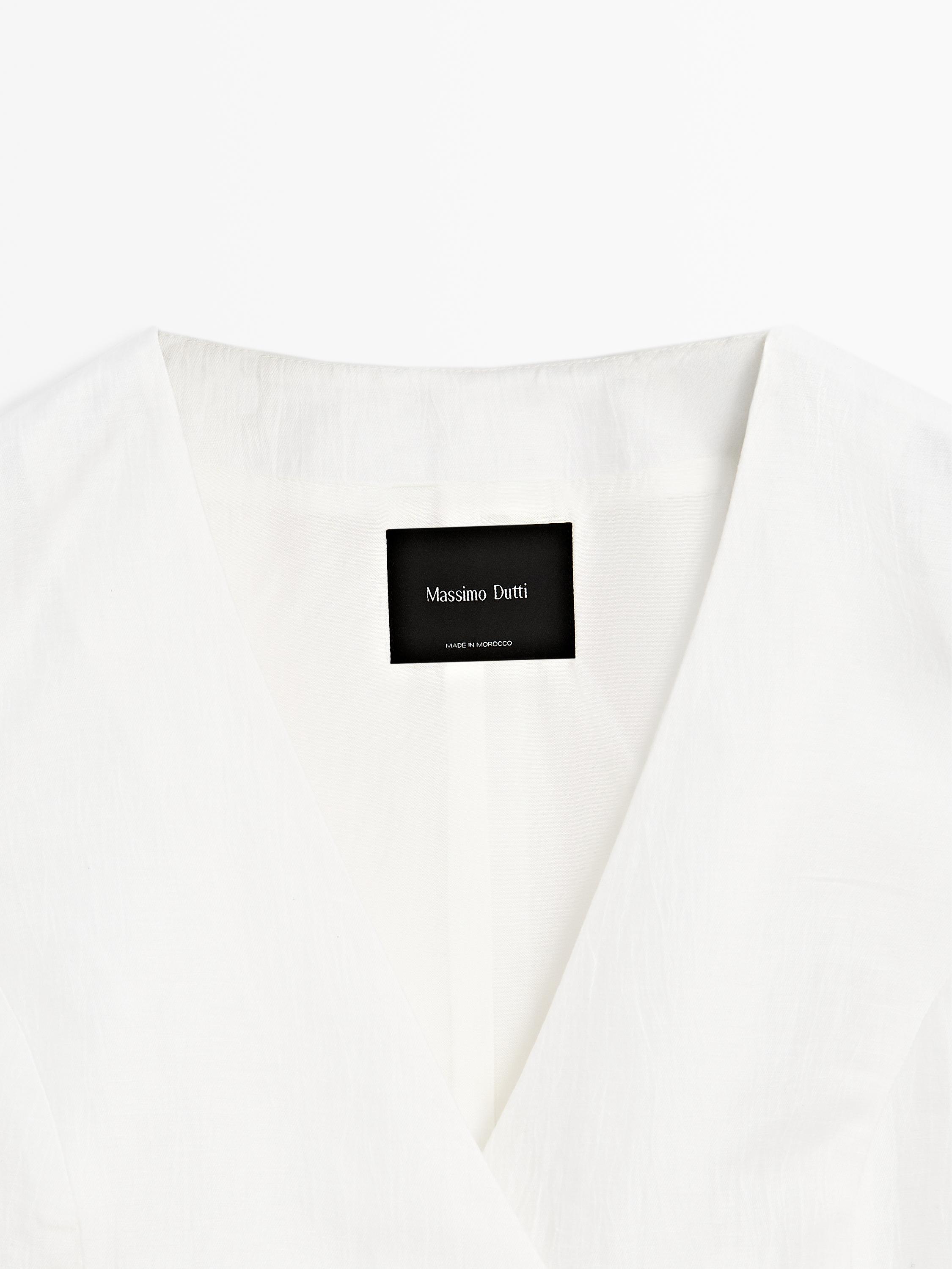 Linen blend waistcoat with tie detail