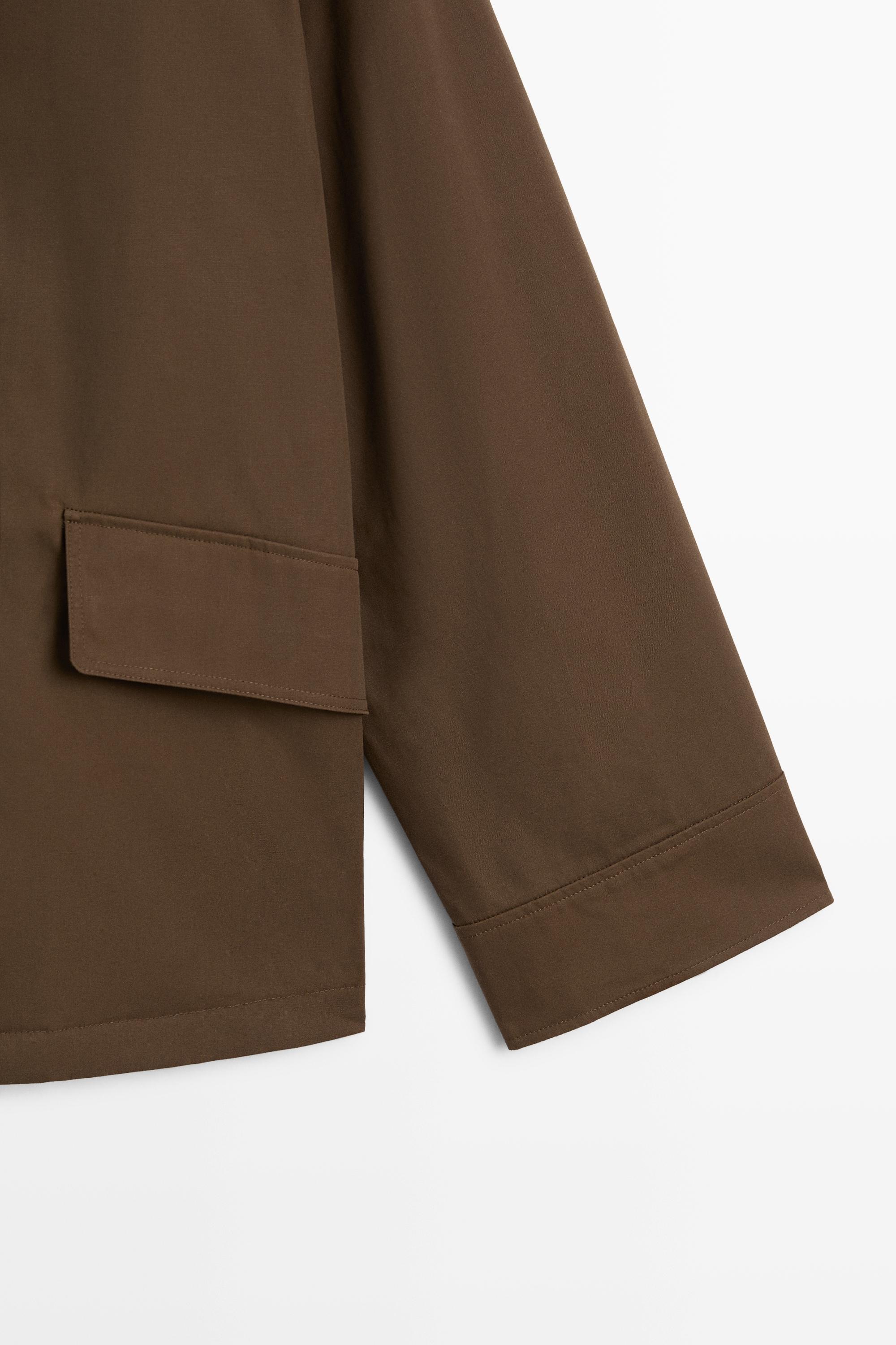 Waxed high-neck corduroy jacket — DARK KHAKI