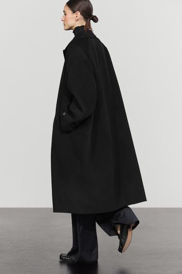 Wool-cashmere blend loose-fitting long coat — BLACK 8