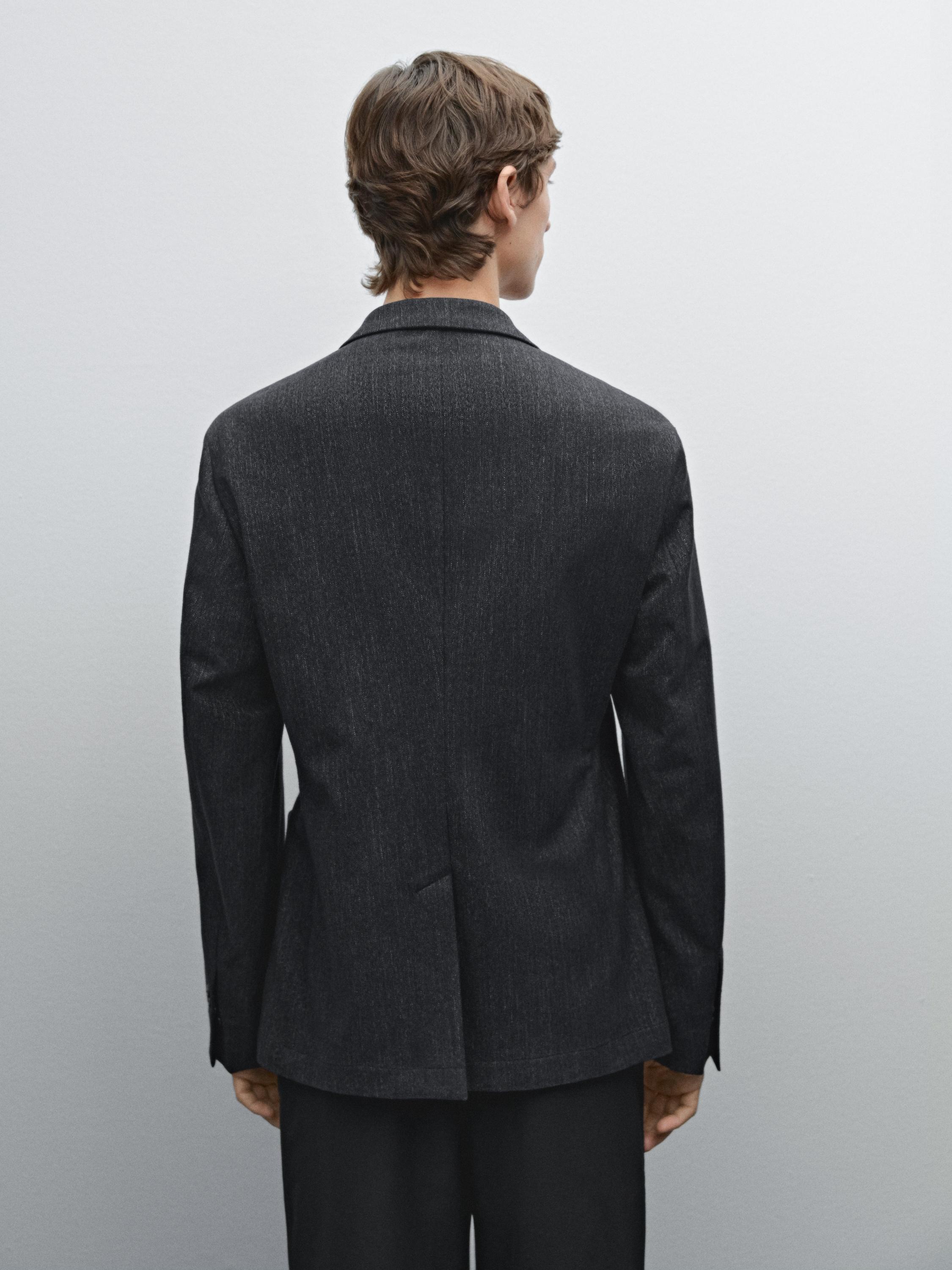 Cotton blend herringbone blazer