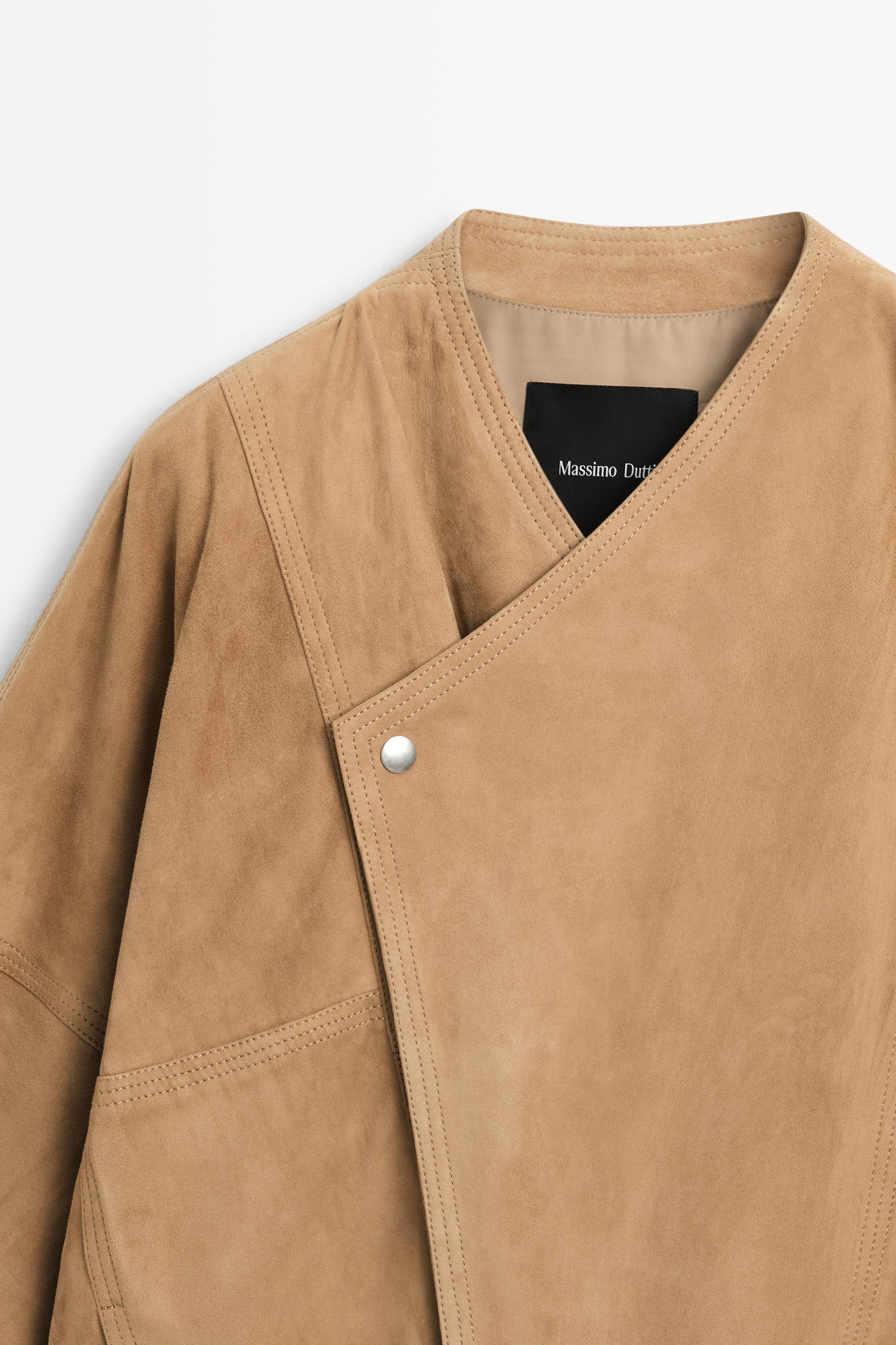 Double-breasted suede jacket — CAMEL