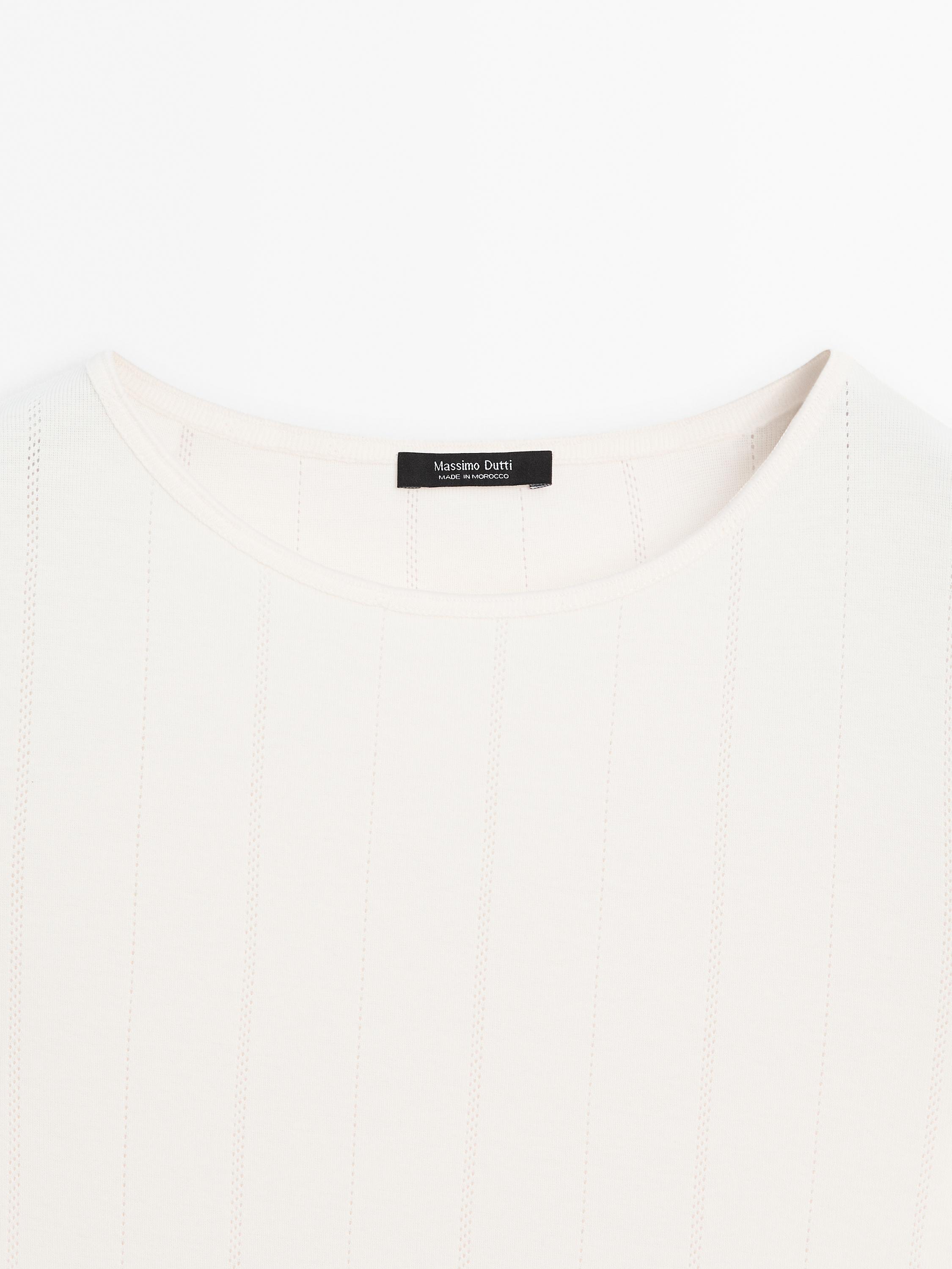 Tricou din bumbac pointelle rib ondulat